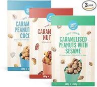 RRP £4318 (Count 216) Spw14H6737I Amazon Brand - Happy Belly Caramelised Nuts Assorted, 480G X 3(