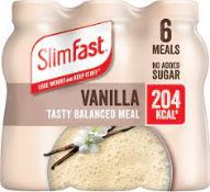 RRP £1035 (Count 123) Spw14W8627B Slimfast Ready-To-Drink Tasty Vanilla Shake, 6 X 325Ml Slimfast Re