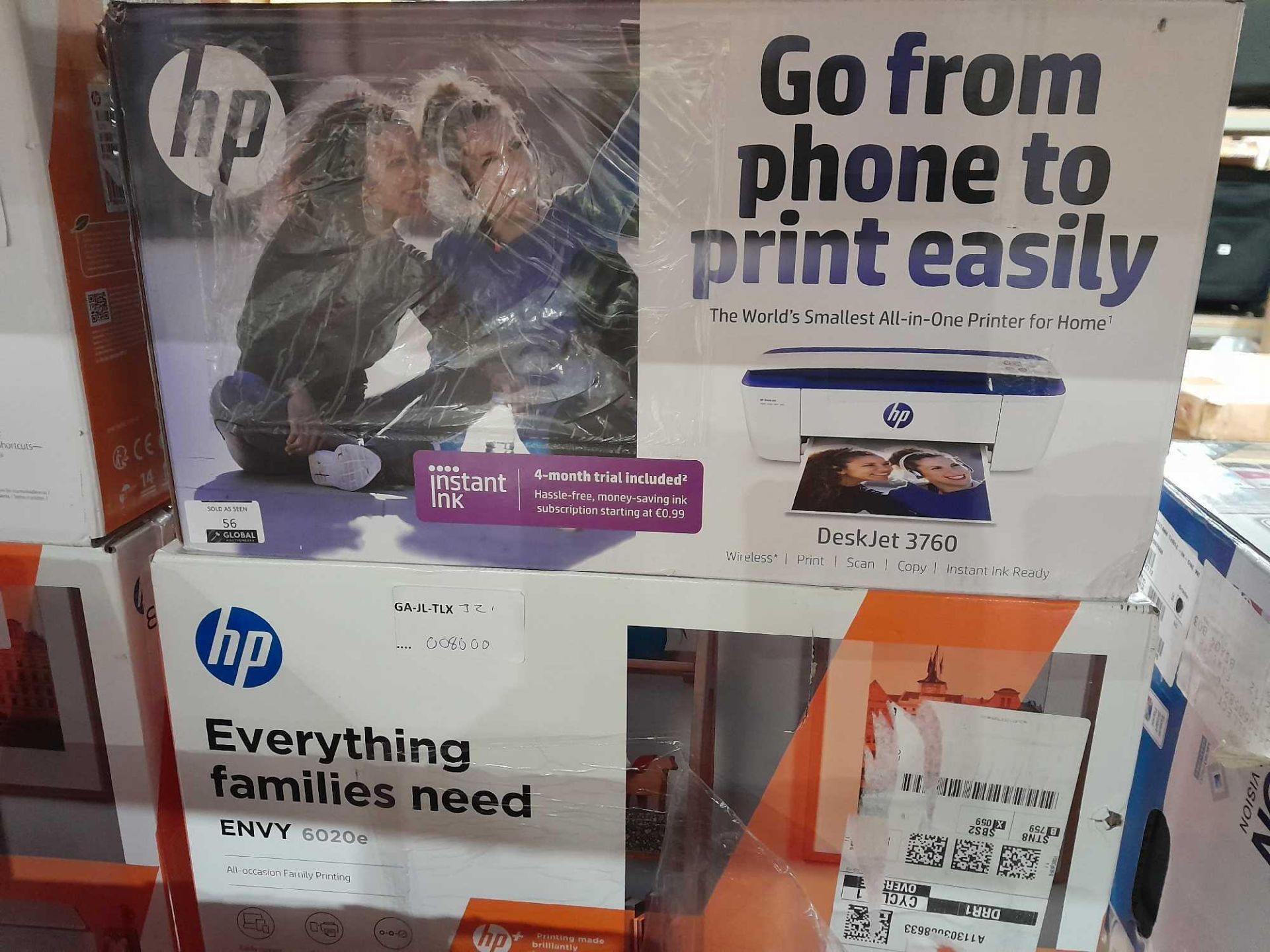 RRP £120 Boxed Hp Deskjet 3760 All In One Printer And A Boxed Hp Envy 6020E Wireless Printer - Image 2 of 2