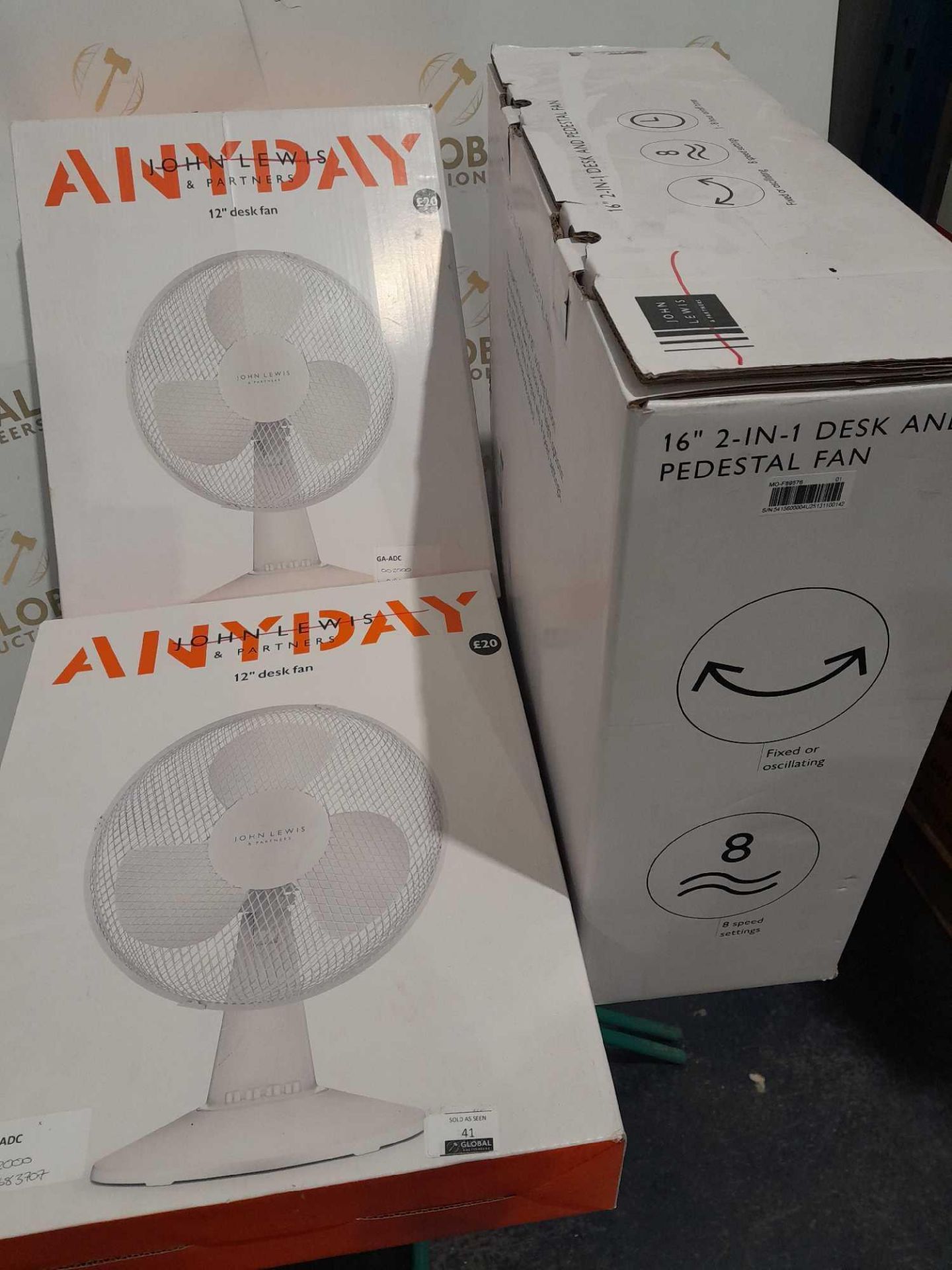 RRP £125 2 Boxed John Lewis Anyday 12 " Desk Fans , 16" Pedestal Fan Amd A Boxed 16" 2 In 1 Desk And - Image 2 of 2