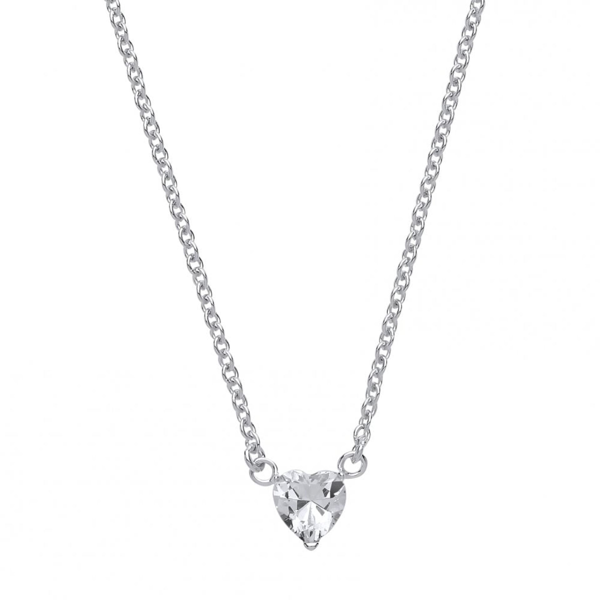 5Mm Heart Shaped White Cubic Zirconia Claw Set Pendant Produced From Sterling Silver And Supplied On