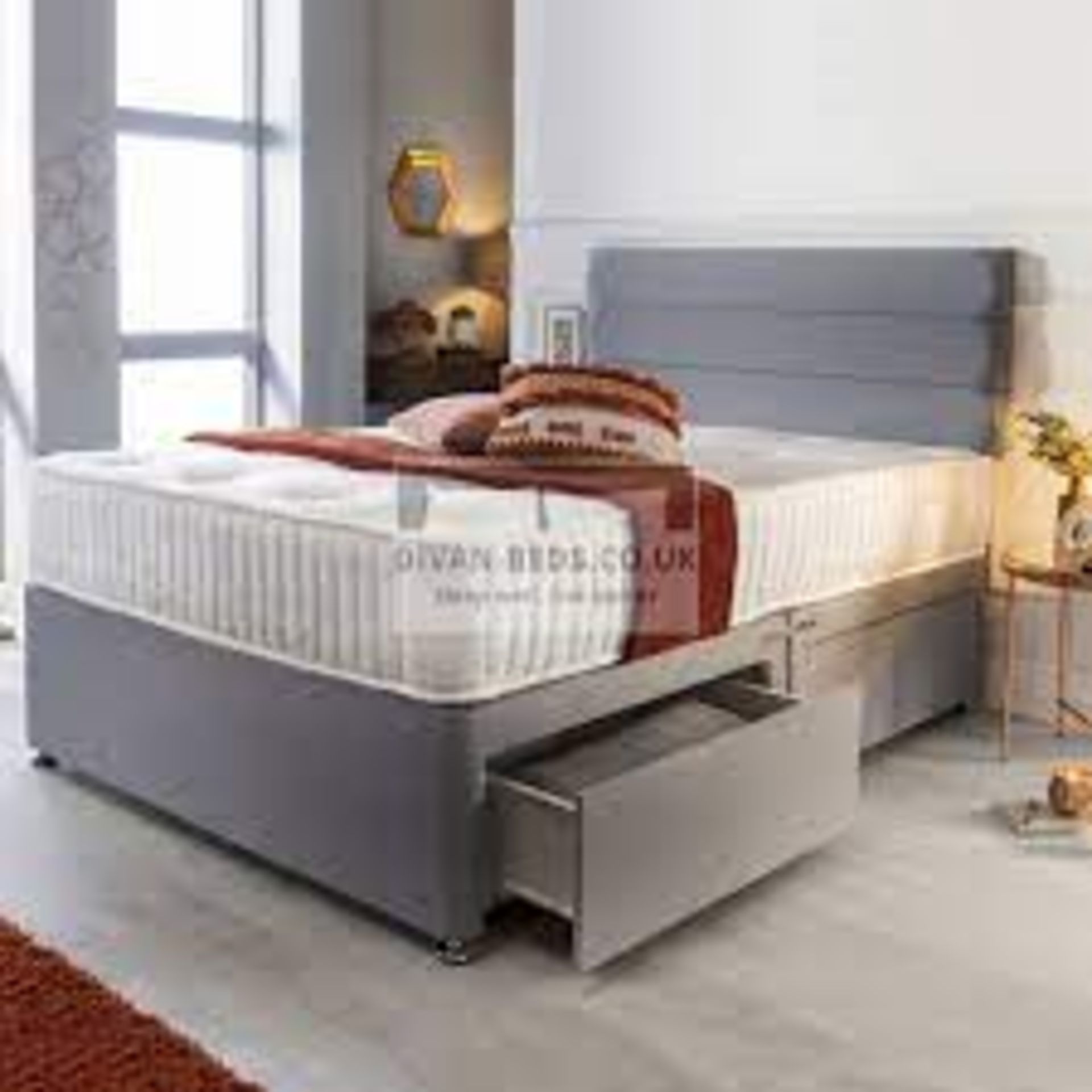 RRP £400 Mendez 5Ft Storage Divan Bed Base Complete With Headboard