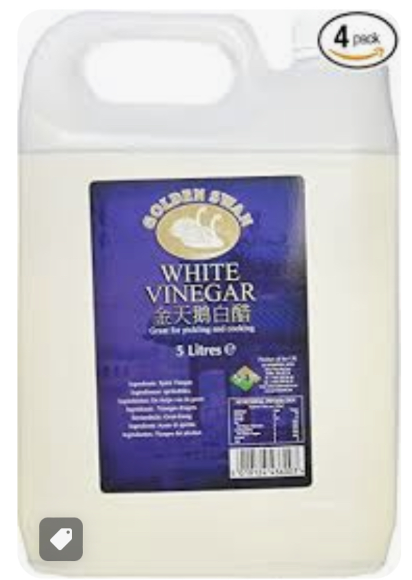 RRP £500 (Count 23 ) Spsnj21Rkmz Golden Swan White Vinegar, 5 L (Pack Of 4)(Condition Reports