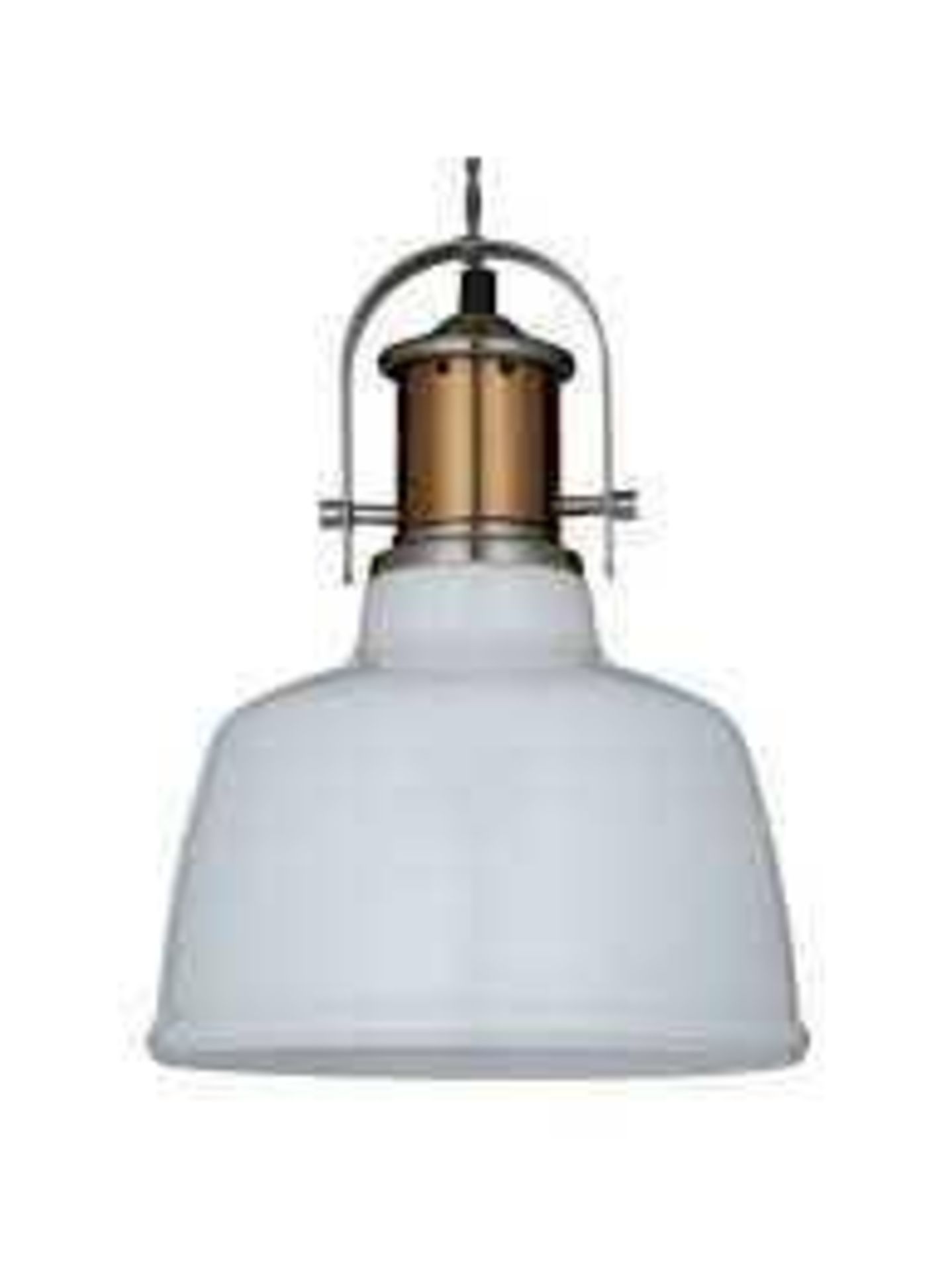 RRP £95 Lloyd Glass White Pendant Ceiling Light, Satin Nickel