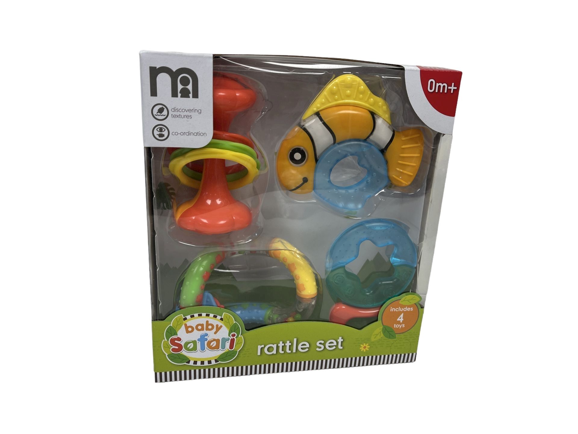 RRP 29.99 ea 4 x Mothercare Baby Safari Rattle Set 4 piece This wonderful gift set features four fun