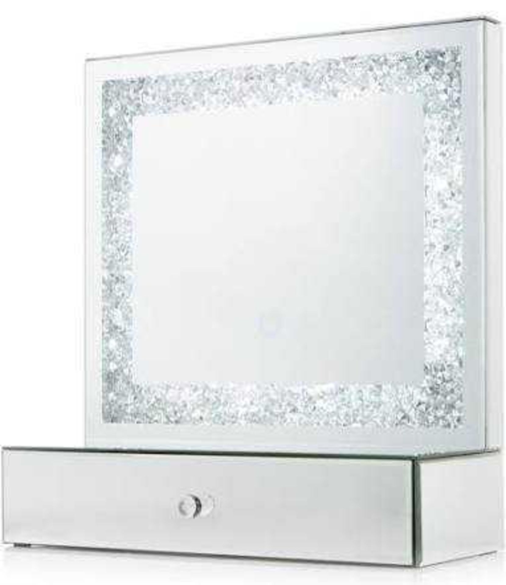 RRP £85 Boxed Jm By Julien Macdonald Light Up Encapsulated Crystal Dressing Table Mirror