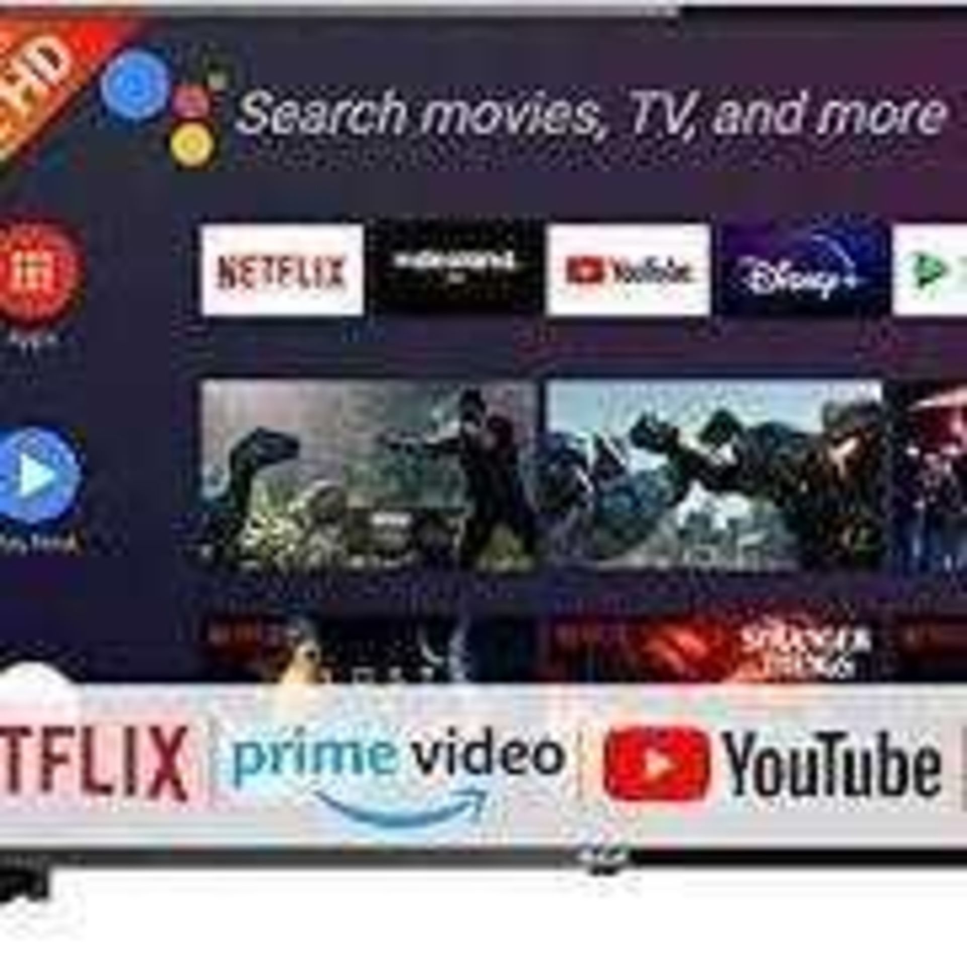 RRP £200 Boxed Rs43F3-Uk Android Smart Tv, 43 Inch, Google Assistant, Chromecast, Prime Video, Netfl