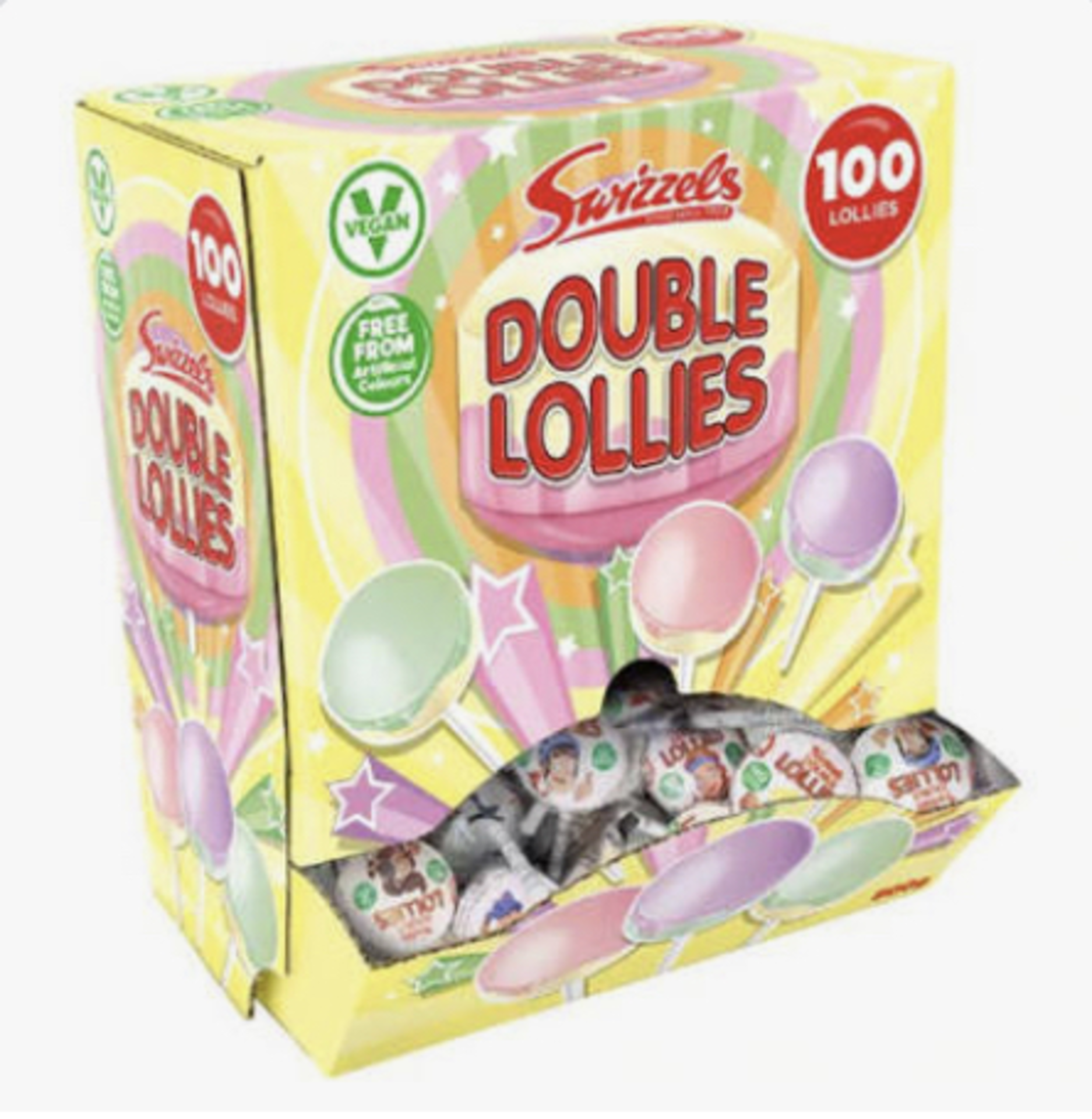 RRP £1859 (Approx. Count 184) spW13p5916I Swizzels Double Lollies Dispenser Box (100 Lollipops per