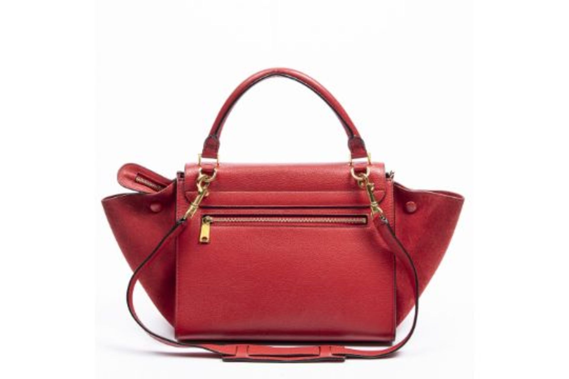 RRP £1200 Red Celine Small Trapeze Bag Calf Leather Grained Leather 26*20*12cm 26*20*12cm Grade A - Image 4 of 4
