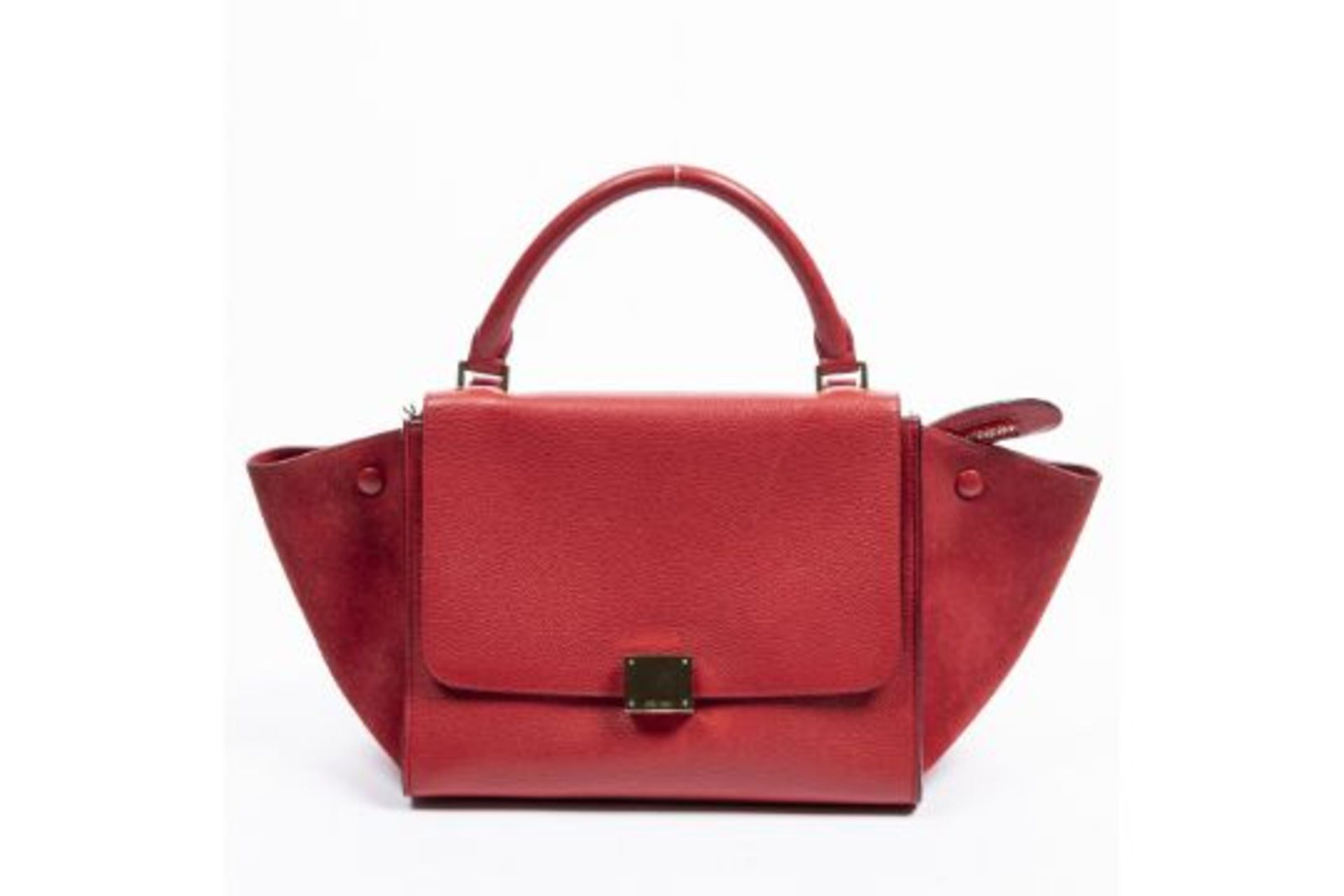 RRP £1200 Red Celine Small Trapeze Bag Calf Leather Grained Leather 26*20*12cm 26*20*12cm Grade A