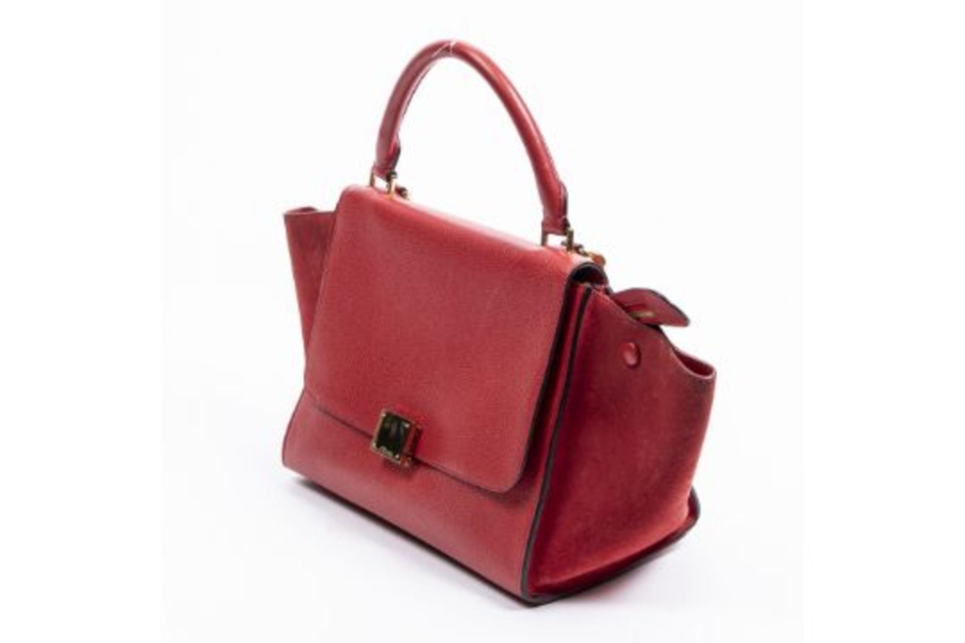 RRP £1200 Red Celine Small Trapeze Bag Calf Leather Grained Leather 26*20*12cm 26*20*12cm Grade A - Image 2 of 4