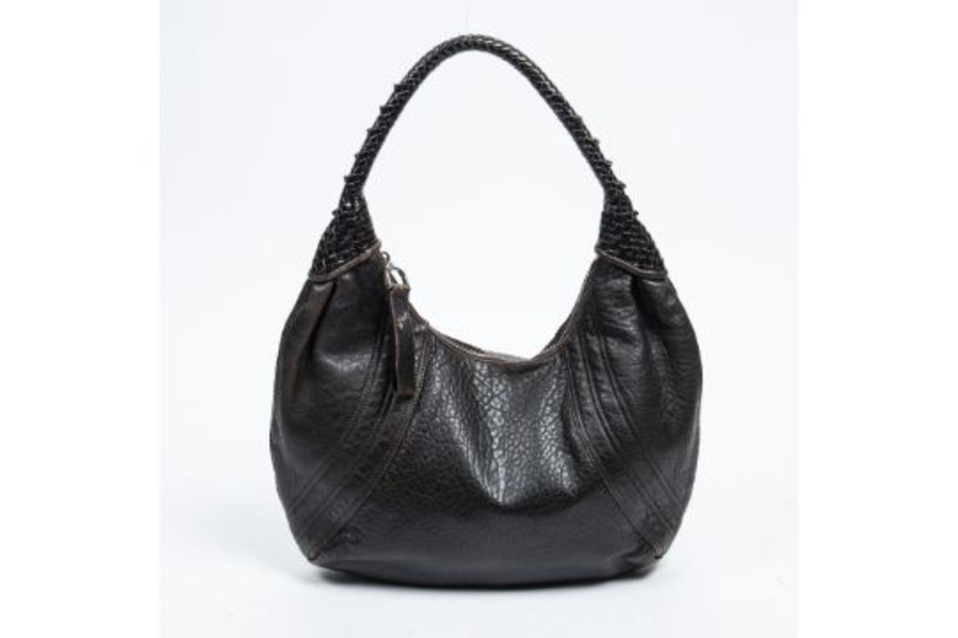 RRP £2345 Dark Brown Fendi Spy Hobo Calf Leather Grained Leather 33*33*5cm 33*33*5cm Grade AB