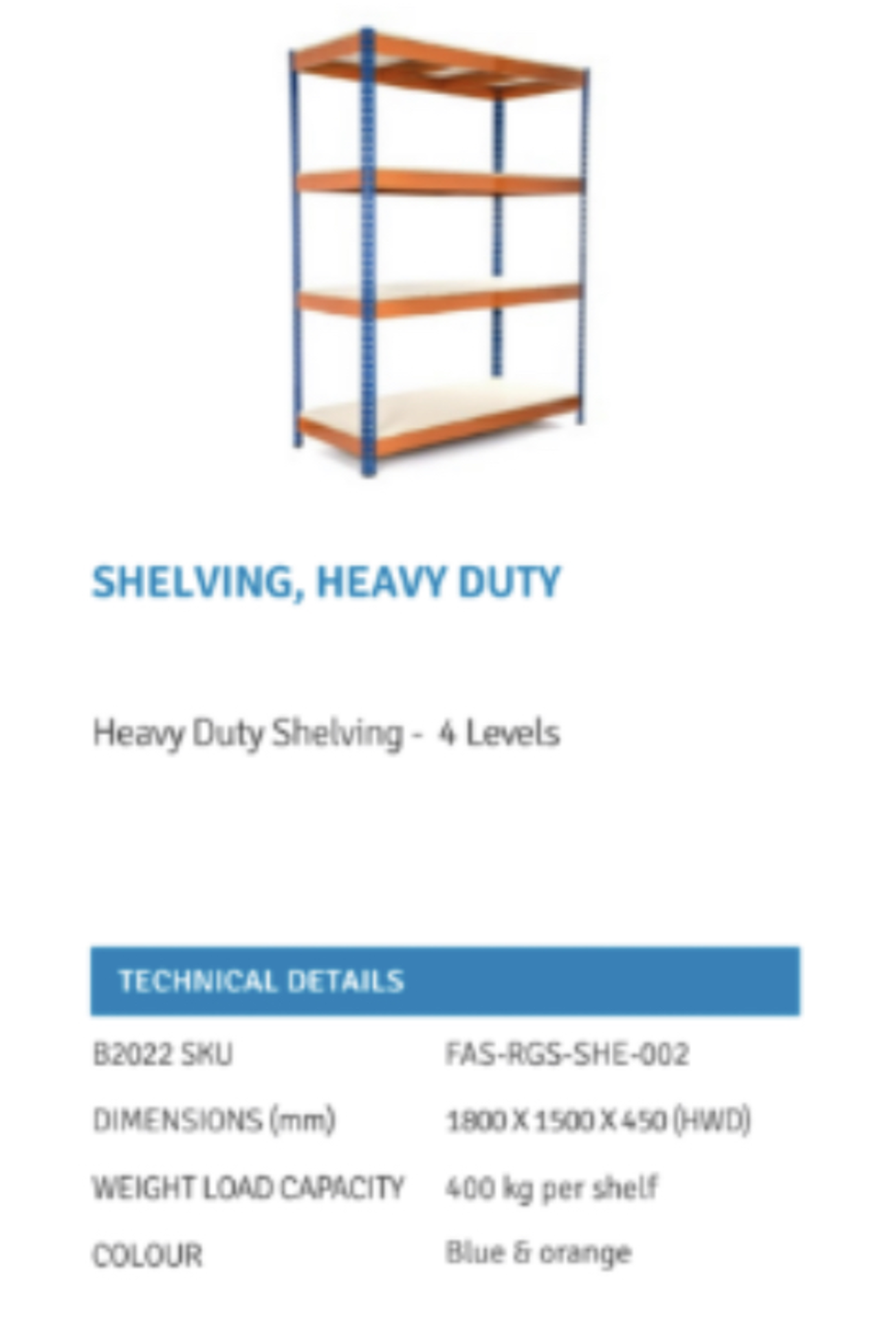 RRP £150 Lot To Contain Shelving, Heavy Duty (Fa Specific)