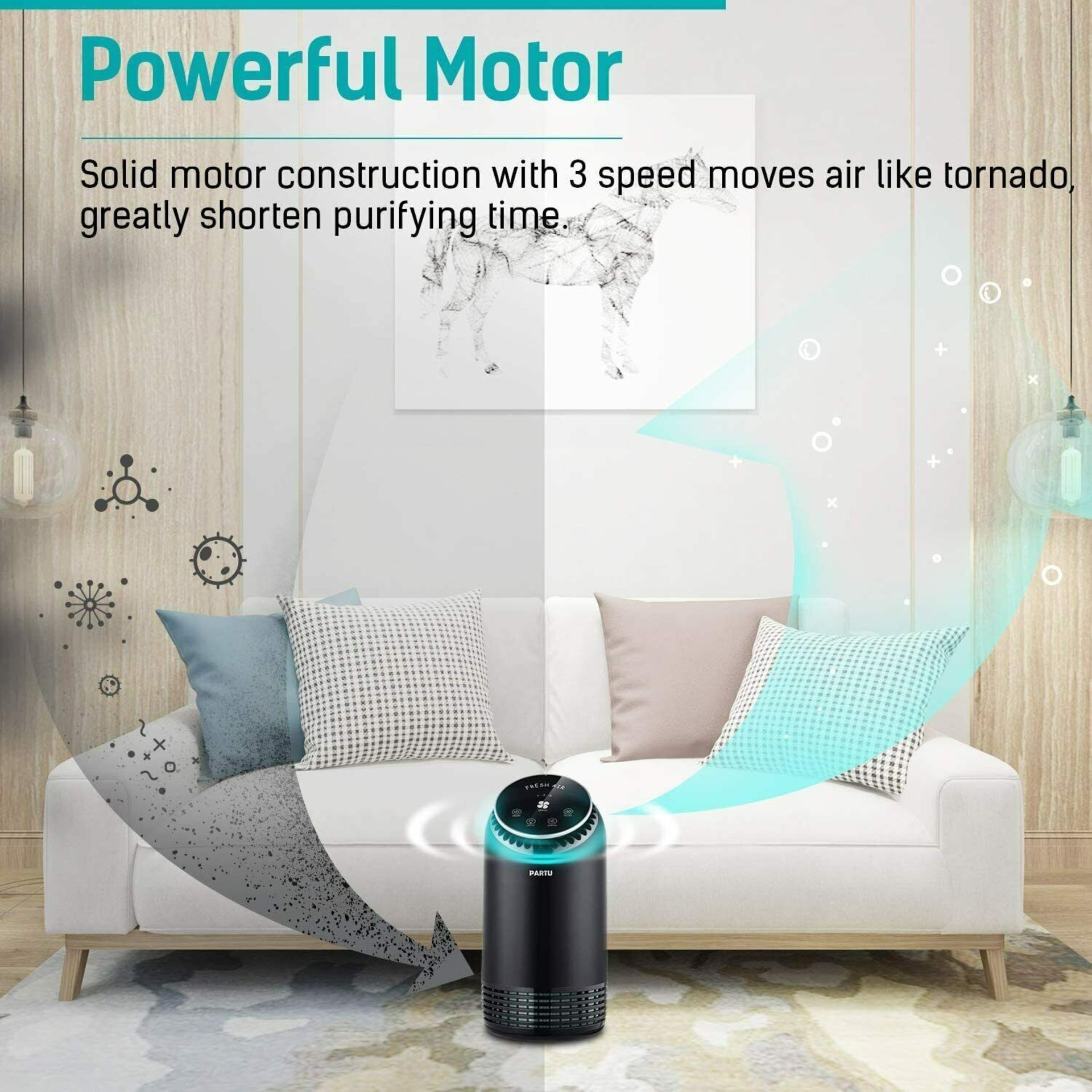 RRP 89.00 Partu BS-08 Air Purifier with True HEPA and Active Carbon Filter True Hepa and Activated - Image 3 of 3