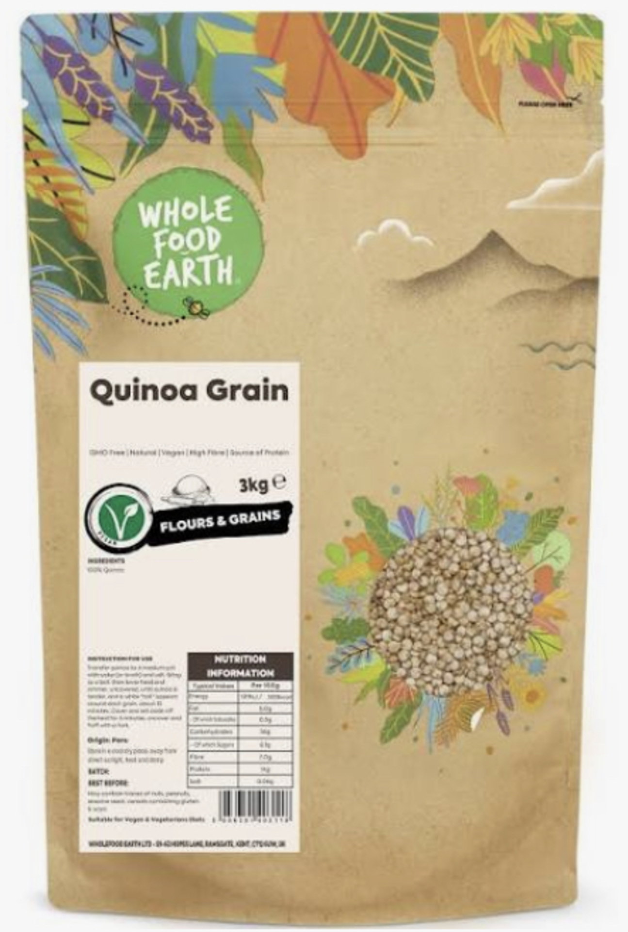 RRP £631 (Count 57) Spw53Q2940S Wholefood Earth Quinoa Grain 3Kg | Gmo Free | Natural | Vegan | High