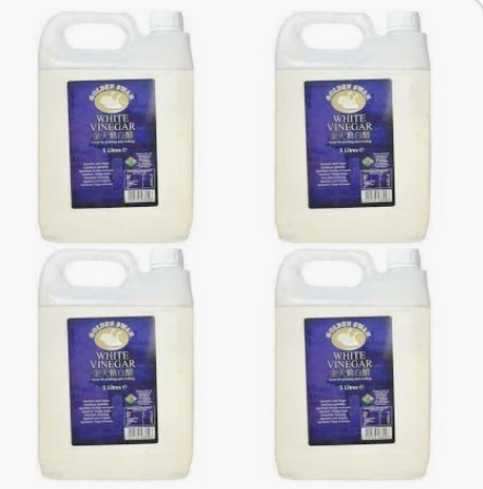 RRP £505 (Count 23 ) Spsnj21Rkm4 Golden Swan White Vinegar, 5 L (Pack Of 4) (Condition Reports