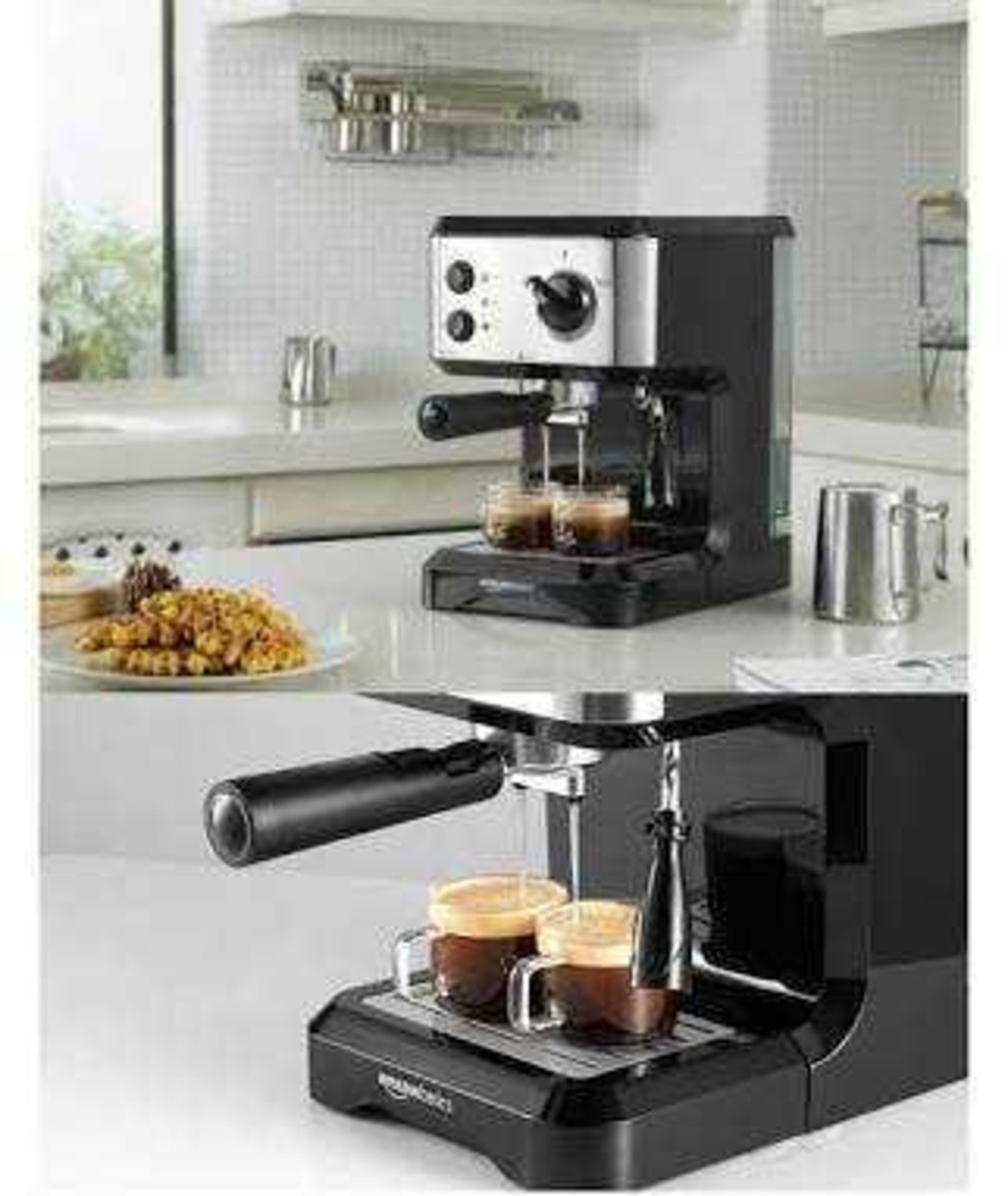 RRP £100 Boxed Brand New Amazon Basics Espresso Coffee Machine With Milk Frother