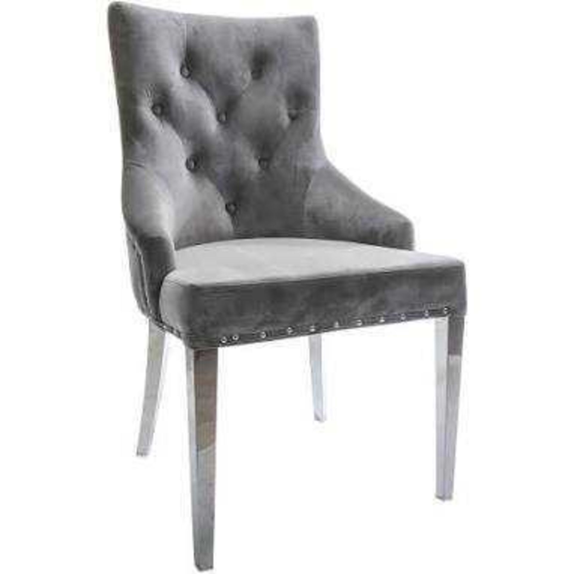 RRP £1000 Set Of 4 Brand New Arighi Bianchi Knocker Back Light Grey Dining Chairs
