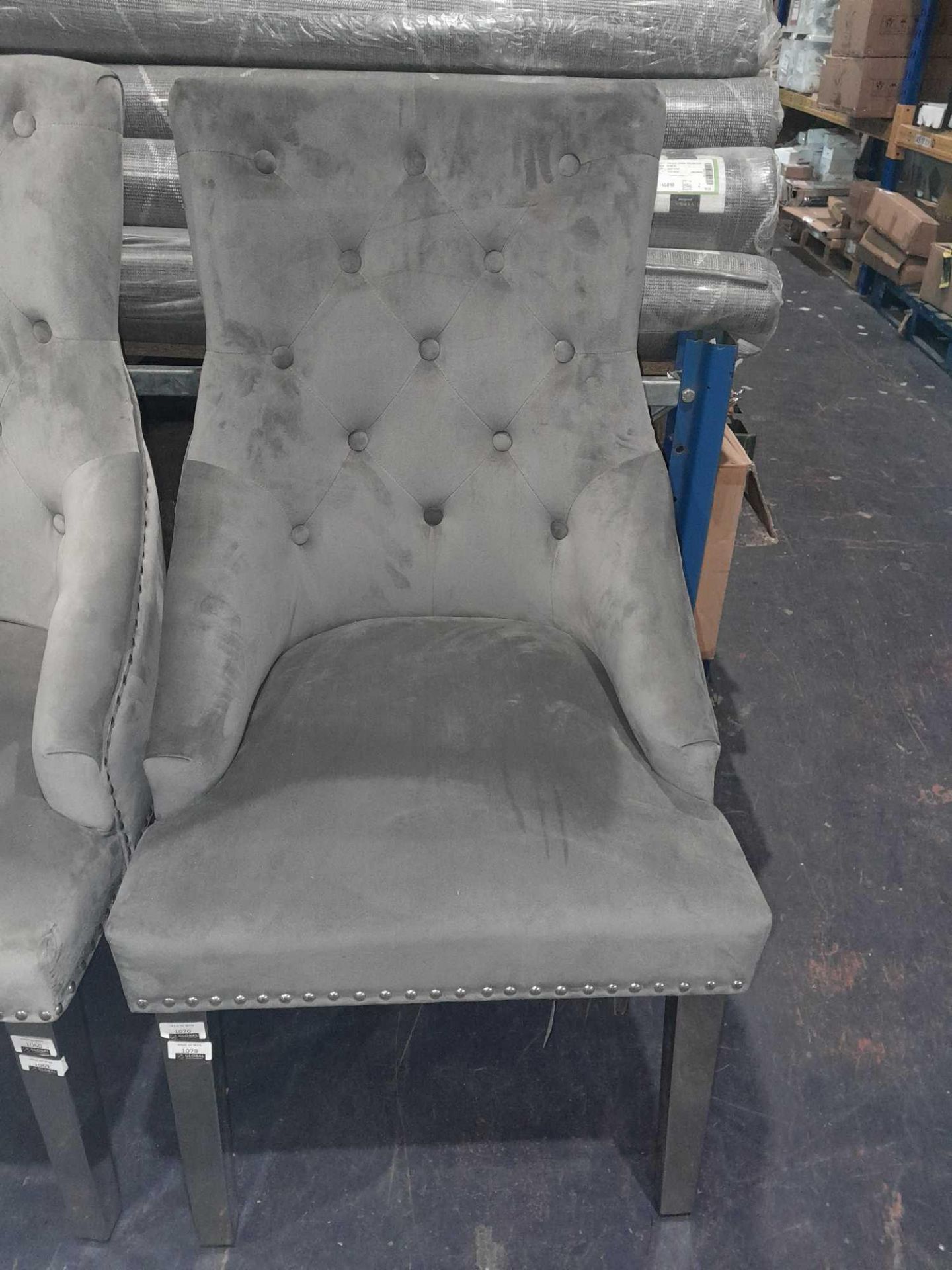 RRP £1000 Set Of 4 Brand New Arighi Bianchi Knocker Back Light Grey Dining Chairs - Image 2 of 2