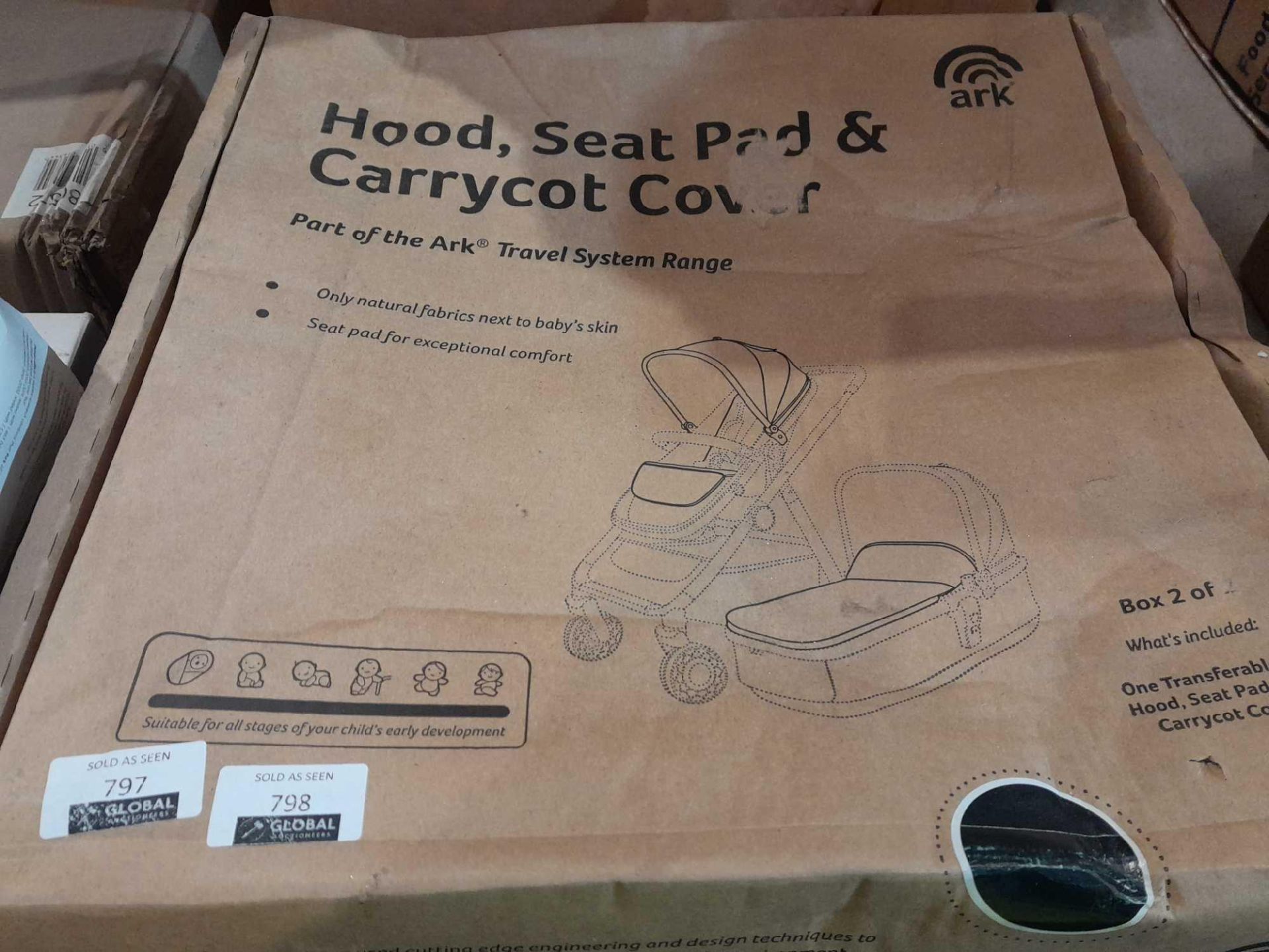 RRP £110 Boxed Ark Hood, Seat Pad & Carrycot Cover - Image 2 of 2