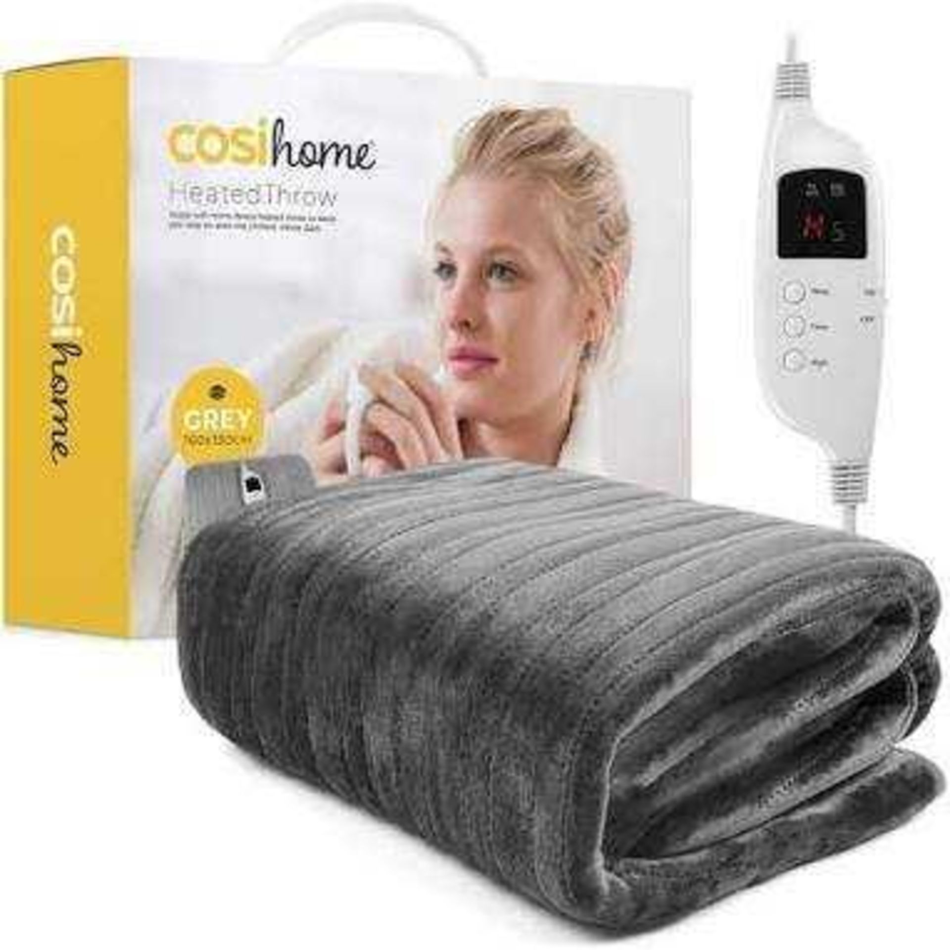 RRP £120 Lot To Contain 4 Boxed Items Including Cozee Heated Blanket, 2Kw Fan Heater & More