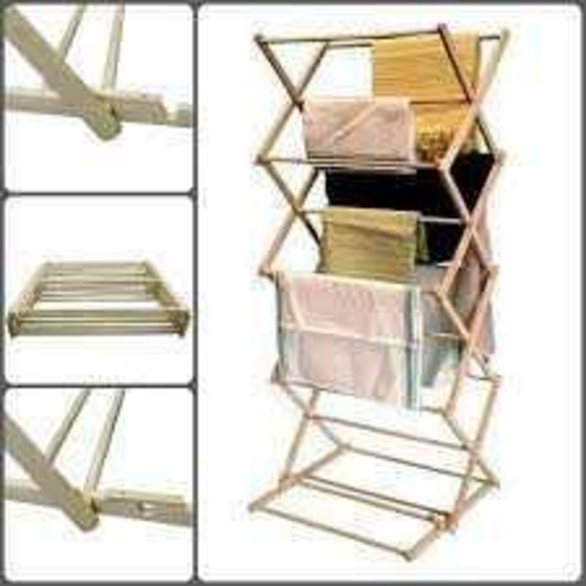 RRP £150, Lot To Contain 6X Foldable Wooden Washing Rack