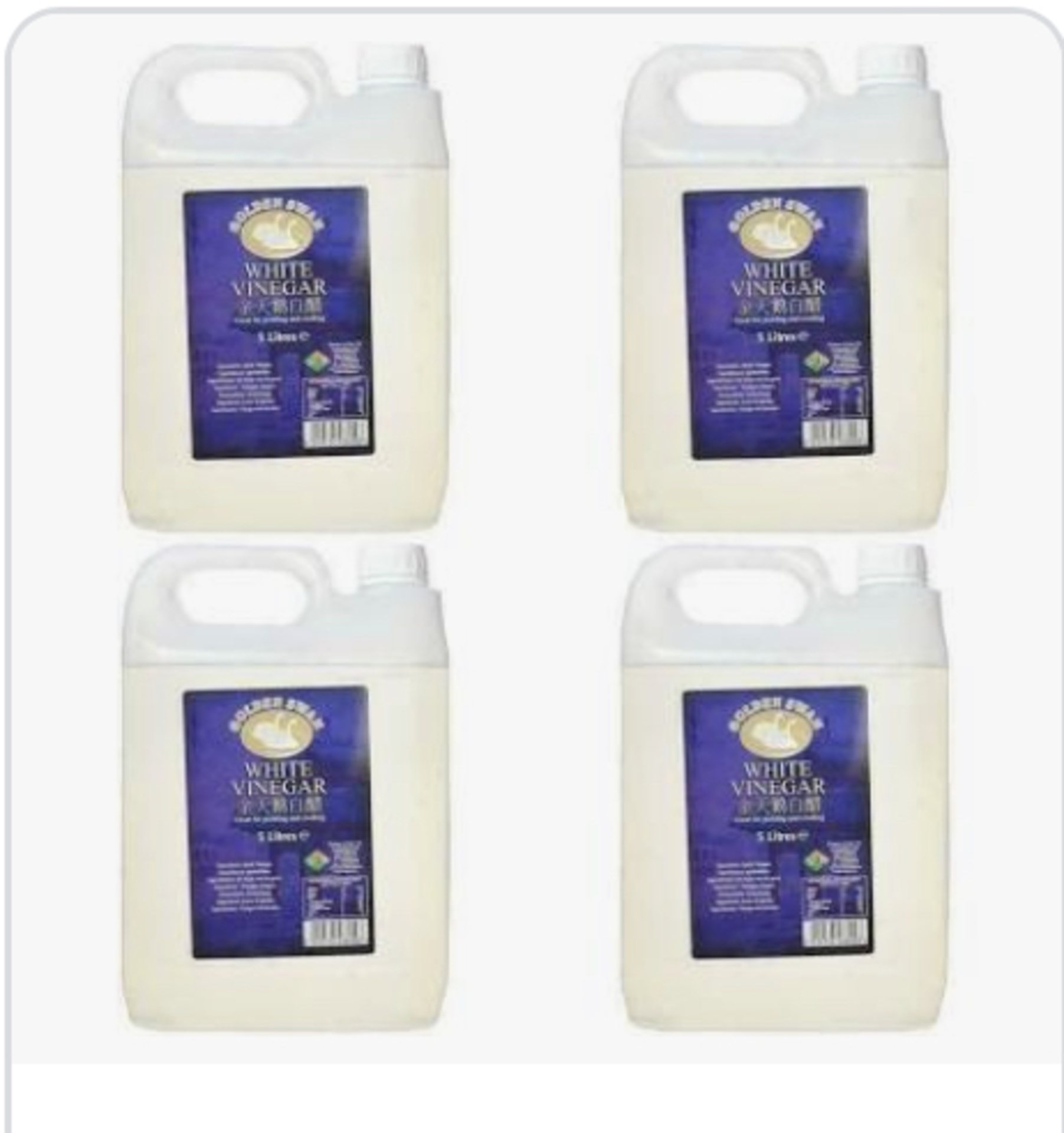 RRP £500 (Count 23 ) Spsnj21Rkmz Golden Swan White Vinegar, 5 L (Pack Of 4)(Condition Reports