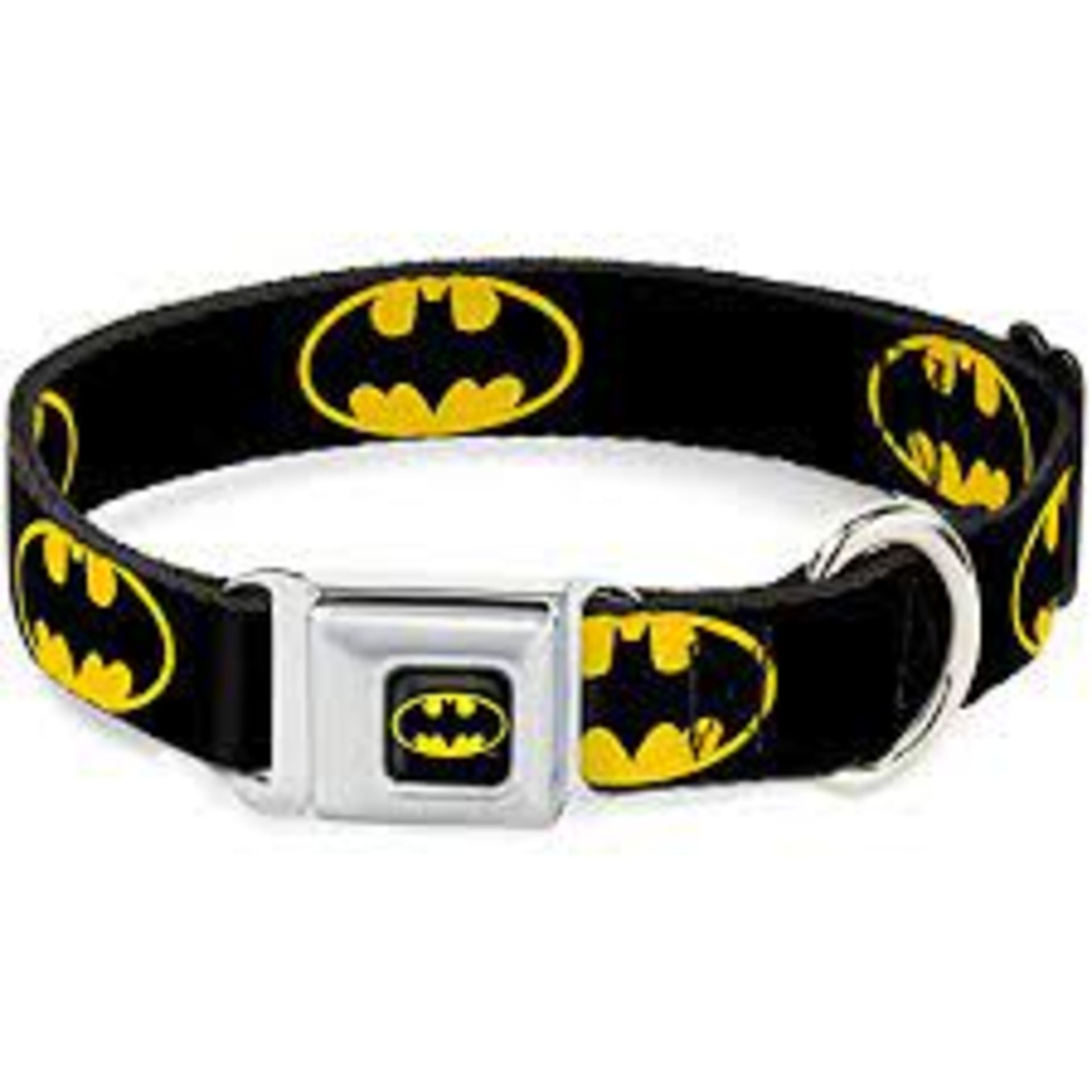 RRP £2864 (Approx Count 223) Buckle Down Batman Shield Nero/Argento Plastica Clip Collare Original