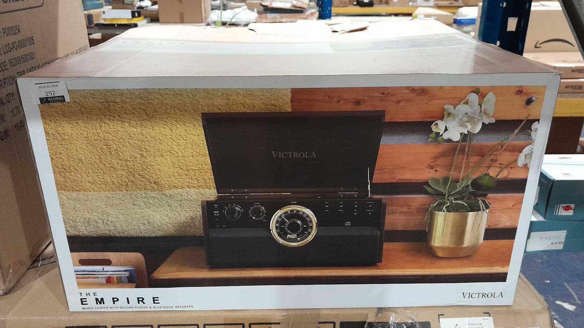 RRP £200 Music Centre With Record Player And Bluetooth Speakers, Black/Gold - Image 2 of 2