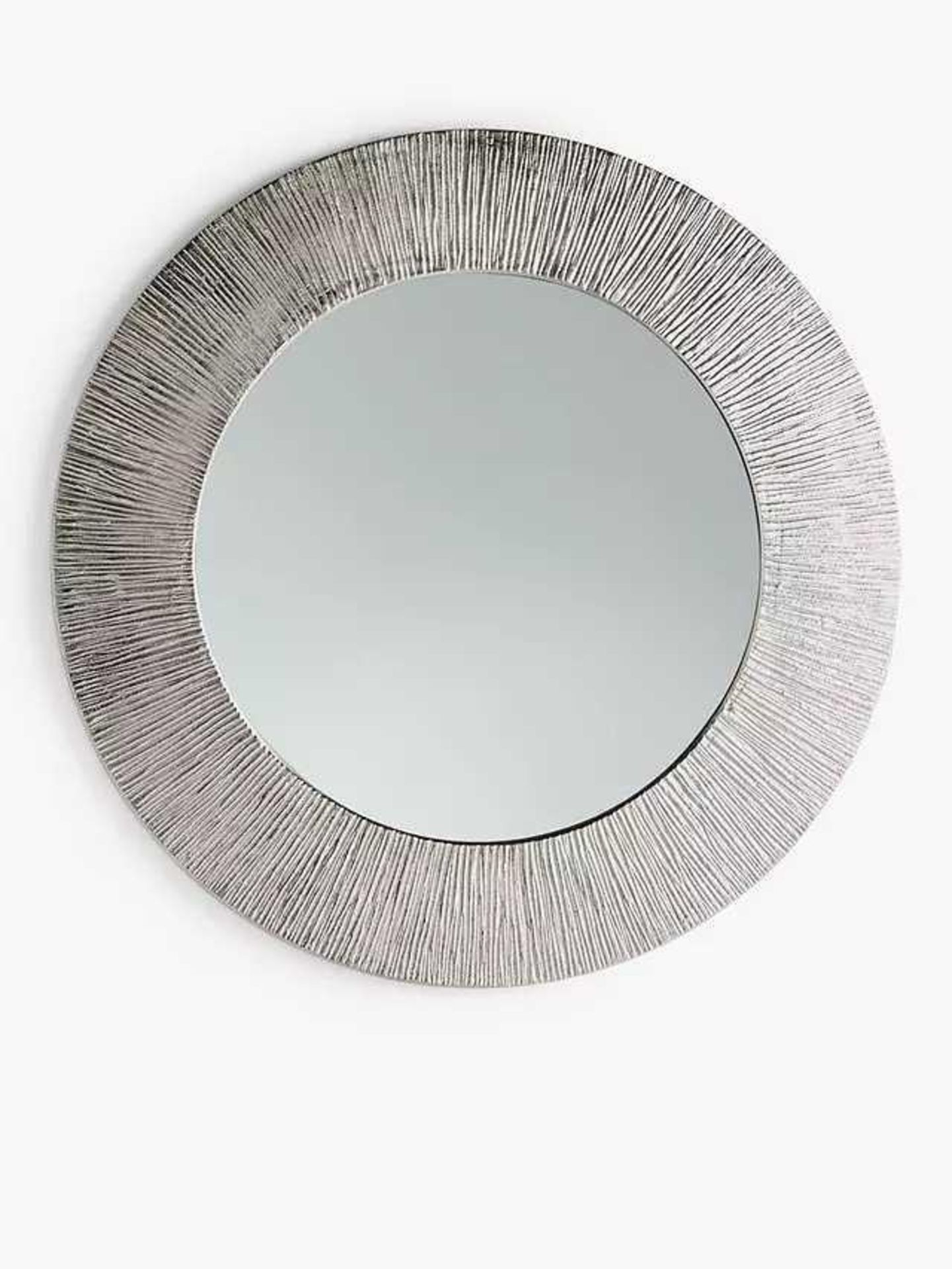 RRP £165 Boxed Lunar Scratch Round Mirror, 74Cm, Silver(Sealed Inside Box)(Wr) (Condition Reports