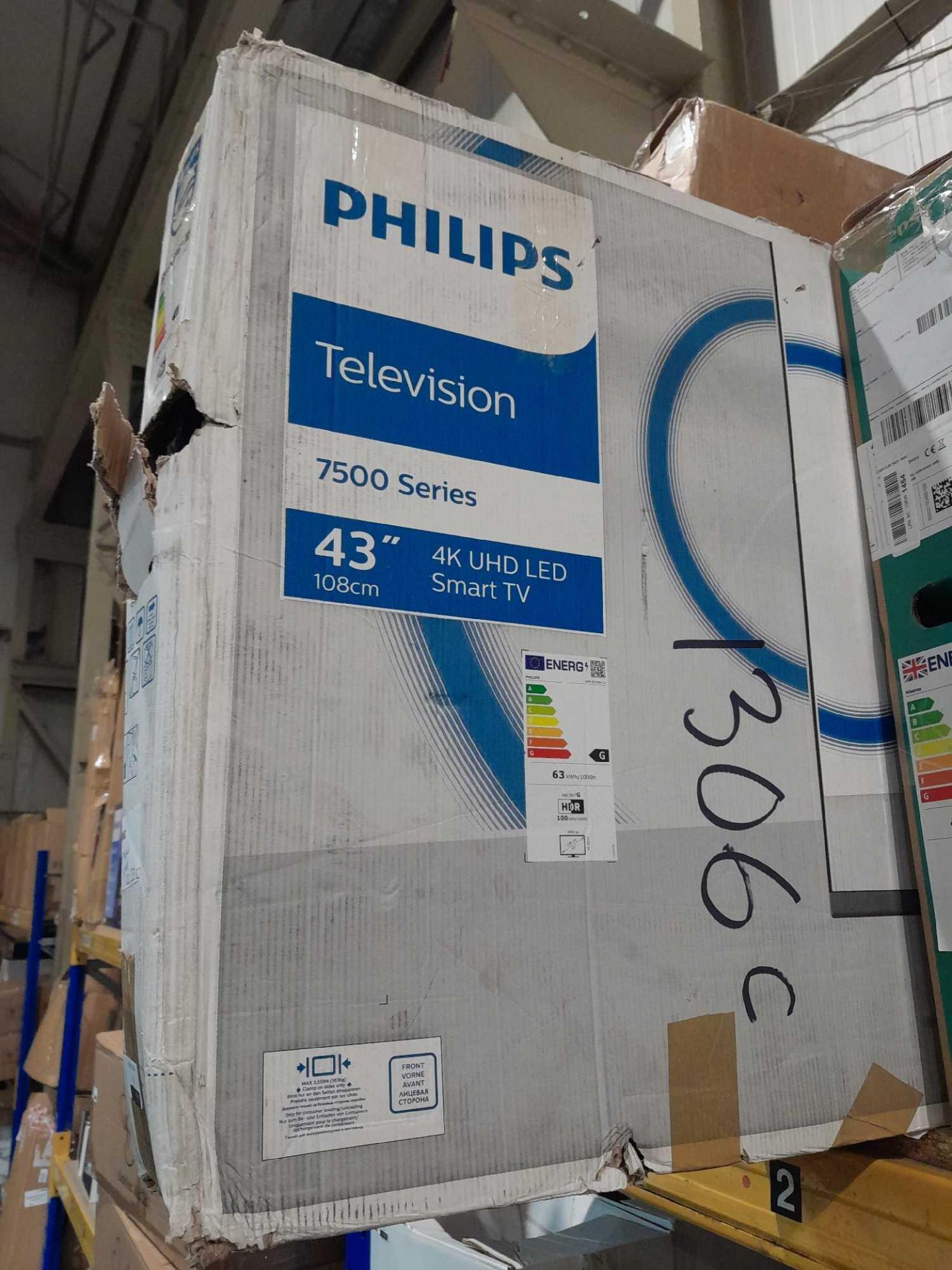 RRP £350 Boxed Philips 43Pus7506 43" 4K Smart Tv (Cracked) - Image 2 of 2