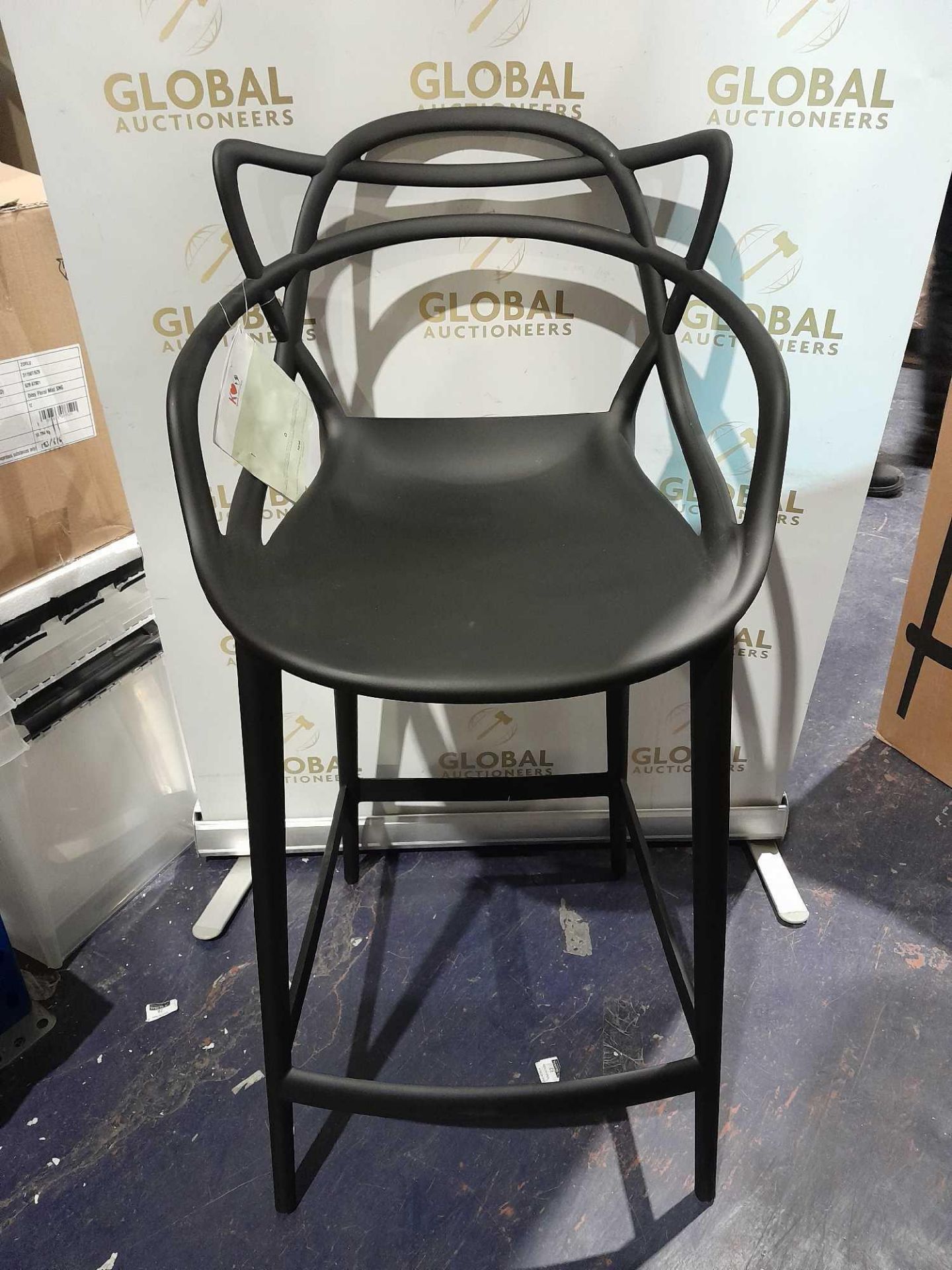 RRP £340 Boxed Kartell Masters Black Stool (Damaged Leg) - Image 2 of 2