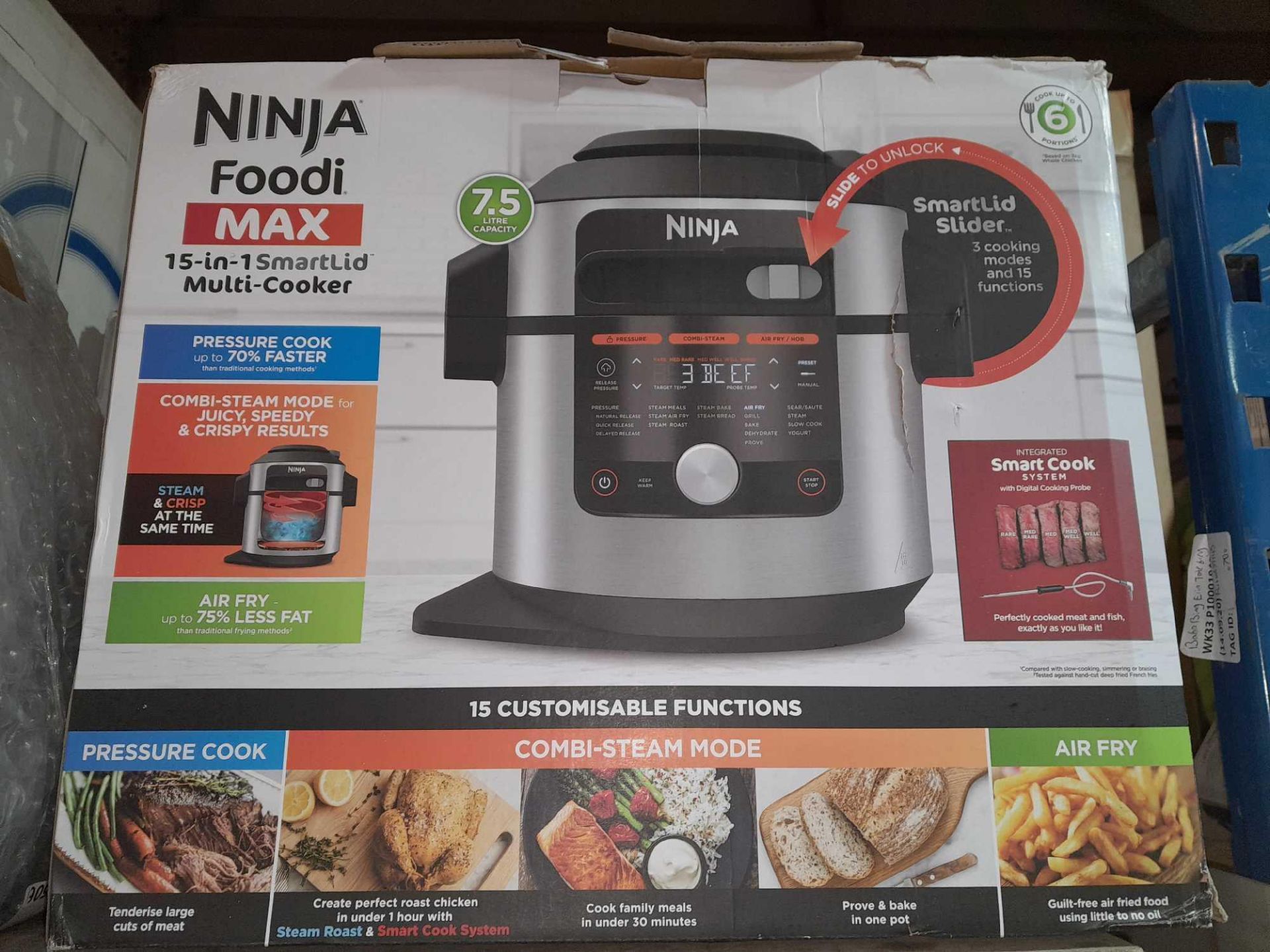 RRP £300 Boxed Ninja Foodi Max 15-In-1 Smartlid Multi-Cooker With Smart Cook System 7.5L Ol750Uk - Image 2 of 2