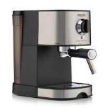 RRP £100 Boxed Cooks Essentials Pump Espresso Coffee Machine With Milk Frother (Good Condition)