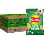 RRP £3570 (Approx. Count 330) spW47J0757Y Walkers Salt and Vinegar Crisps, 32.5g (Case of 32)