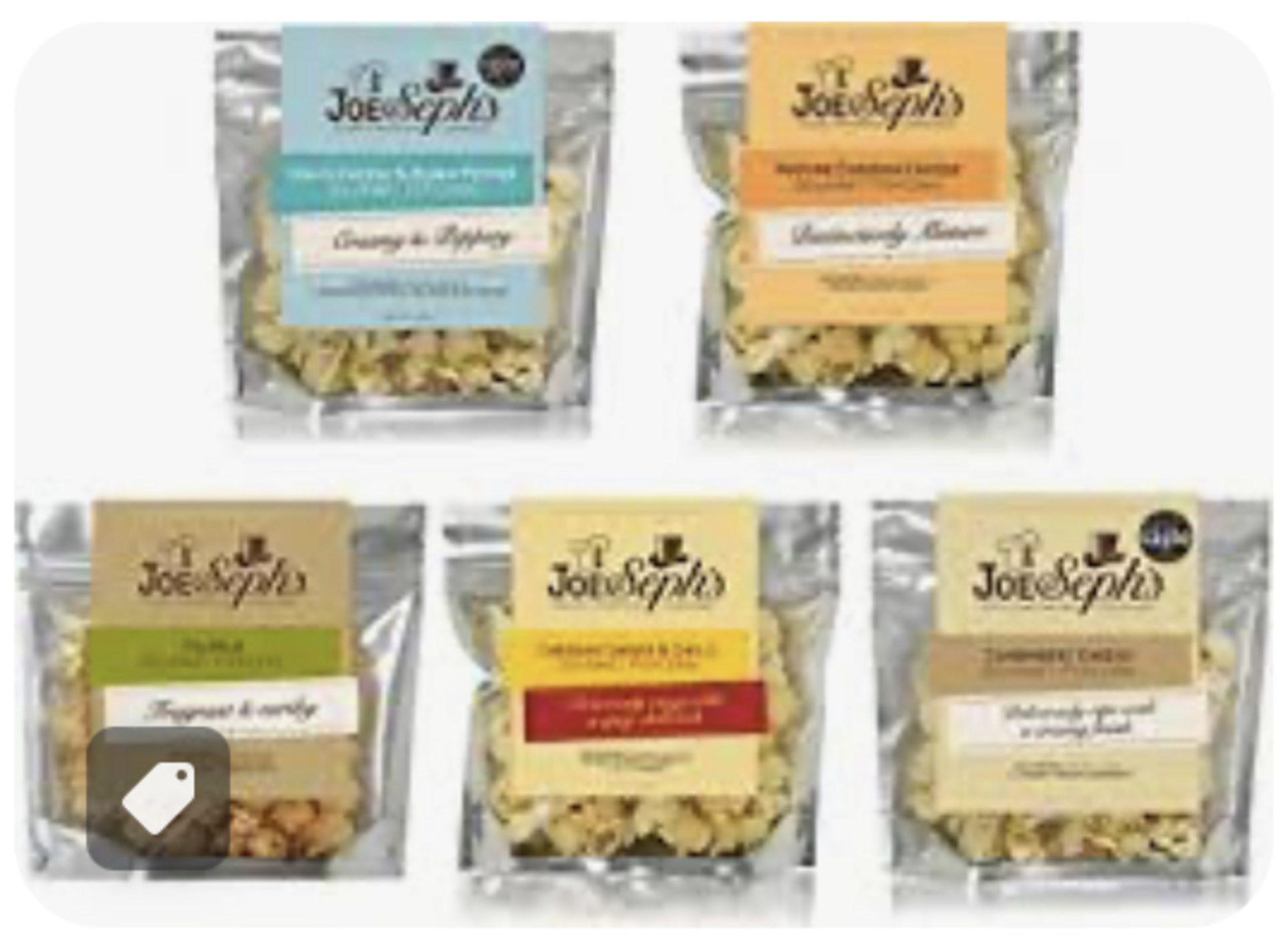 RRP £1084 (Approx. Count 87) spSCJ21Skz5 "Joe & Seph's Cocktail Popcorn Tasting Selection - 5 x Bags