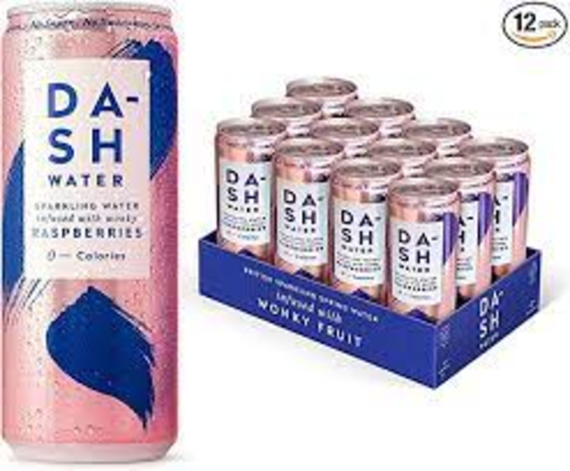 RRP £1213 (Approx. Count 80) Spid011Hiij Dash Water Raspberry & Peach Mixed Pack - 12 X Flavoured