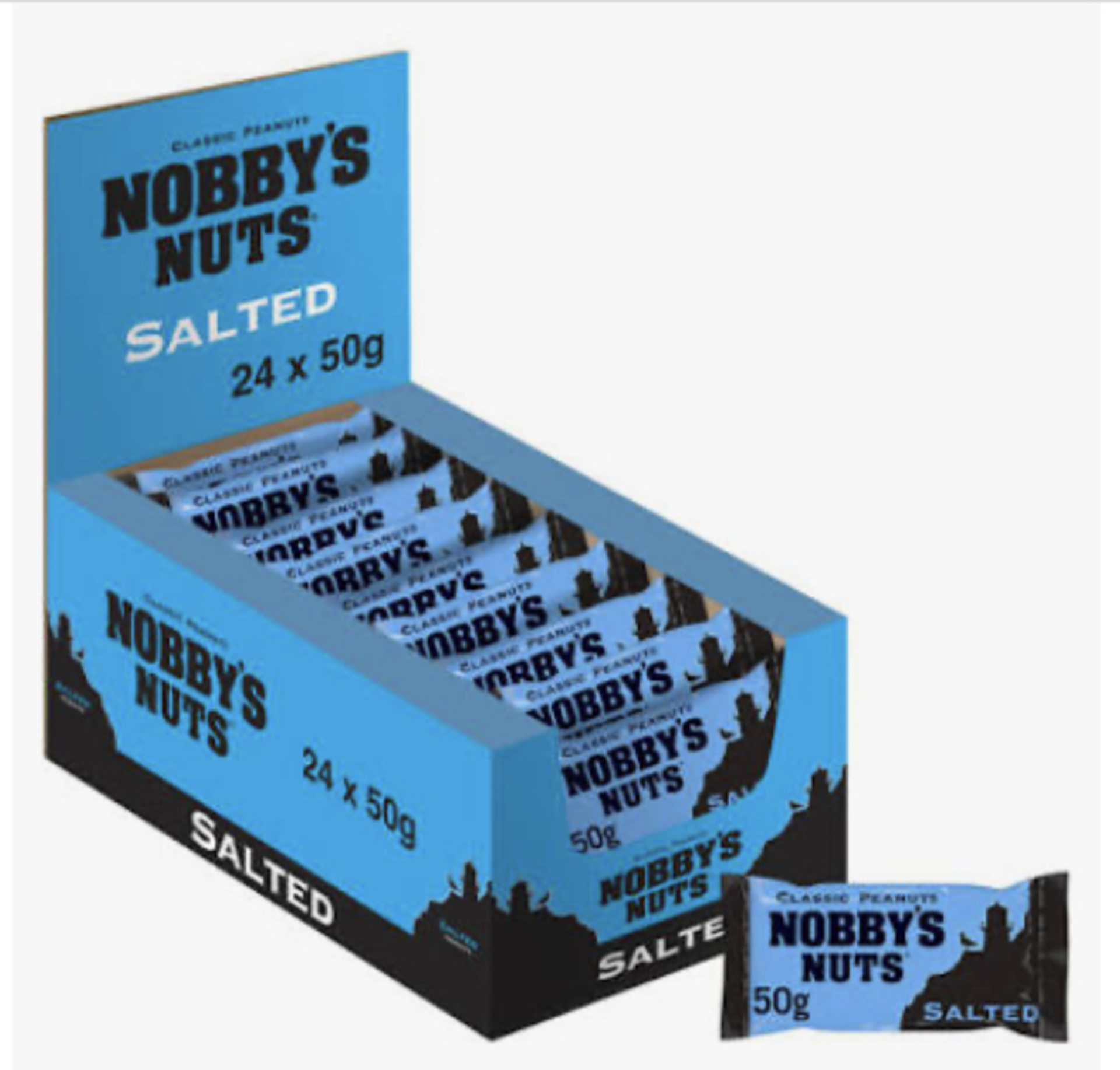 RRP £2137 (Approx. Count 159) Spw48W6515U Nobby'S Nuts Classic Salted Peanuts, 50G (Case Of 24)