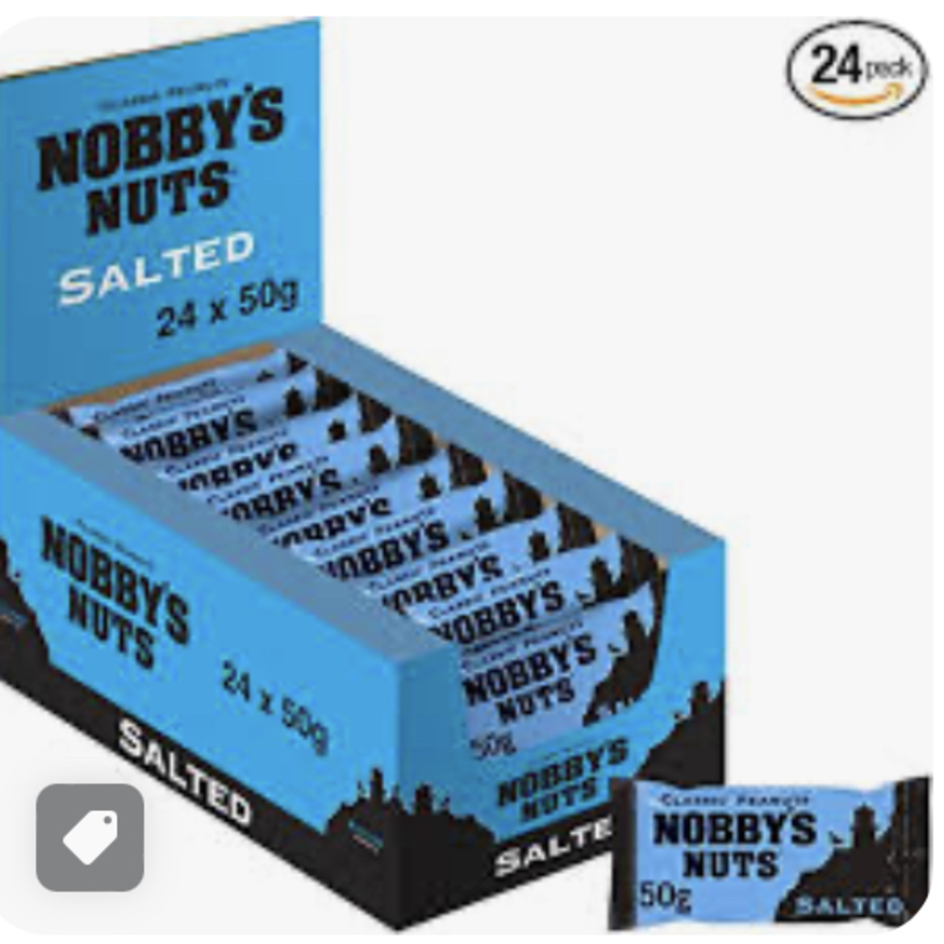 RRP £1988 (Approx. Count 168) spW44r9293w Nobby's Nuts Classic Salted Peanuts, 50g (Case of 24)