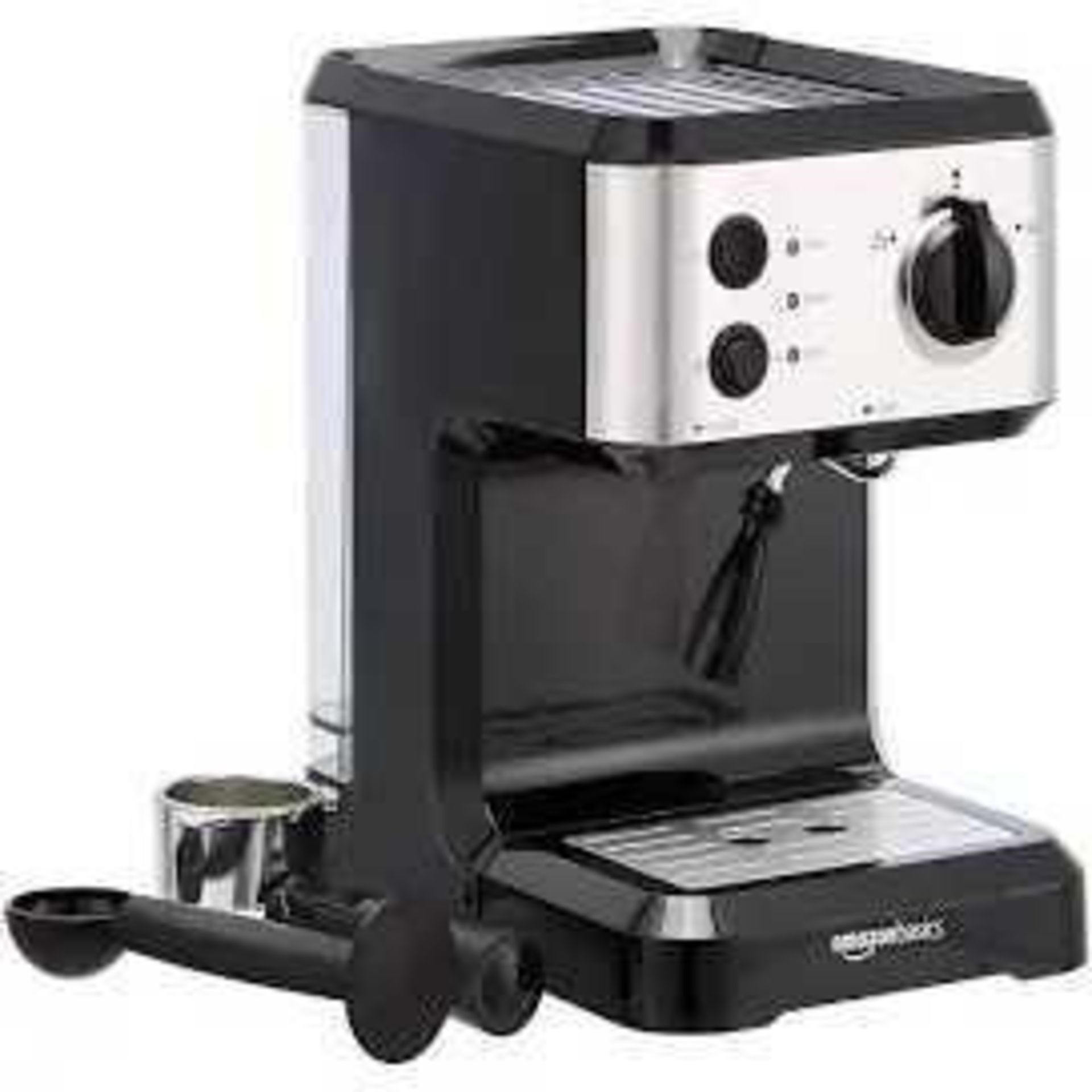 RRP £100 Amazon Basics Espresso Coffee Machine With Milk Frother Black/Silver
