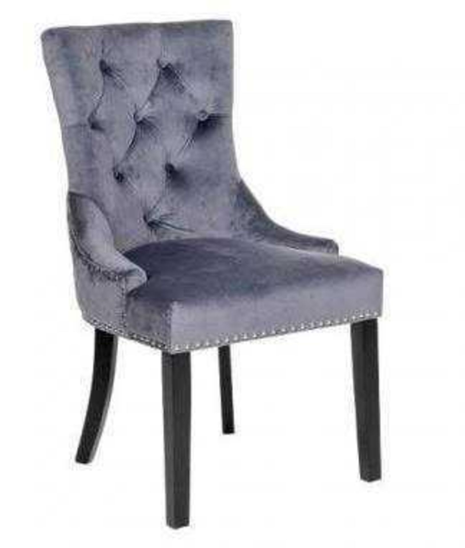 RRP £500 Boxed Brand New Set Of 2 Arighi Bianchi Dark Grey Velvet Dining Chairs