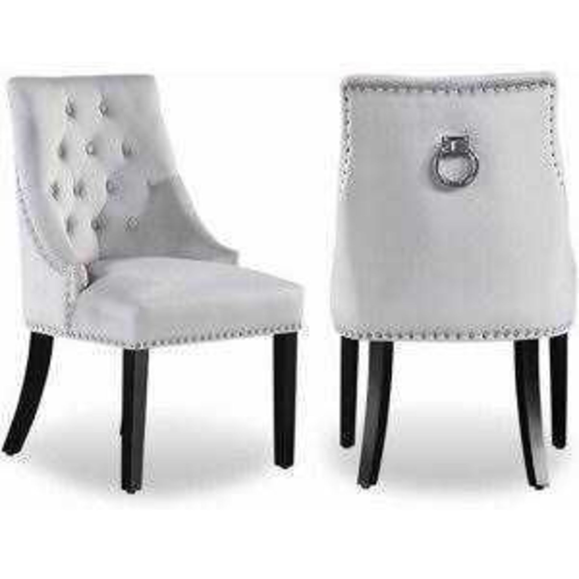 RRP £500 Boxed Brand New Set Of 2 Arighi Bianchi Light Grey Velvet Dining Chairs