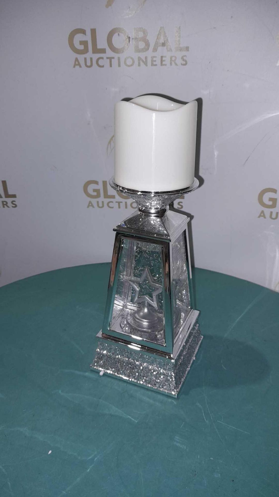 RRP £130 Julien Macdonald Candle Holder Chrome/Crystal - Image 2 of 2