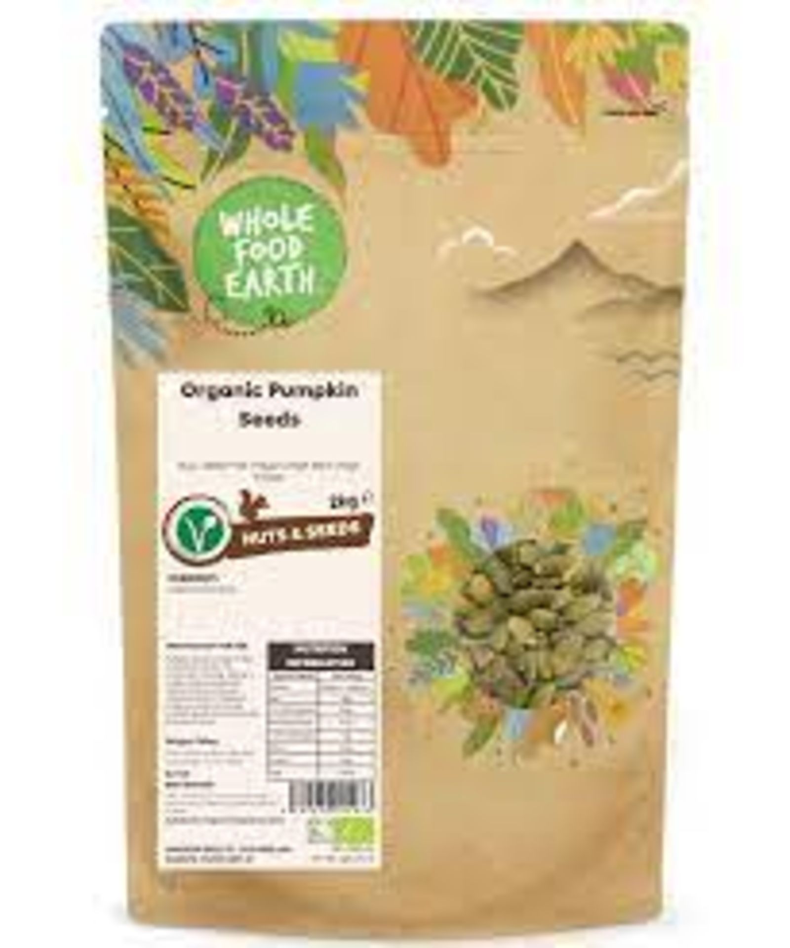 RRP £3890 (Approx. Count 612) spW14d5335D Wholefood Earth Organic Pumpkin Seeds 2kg Raw | GMO Free |