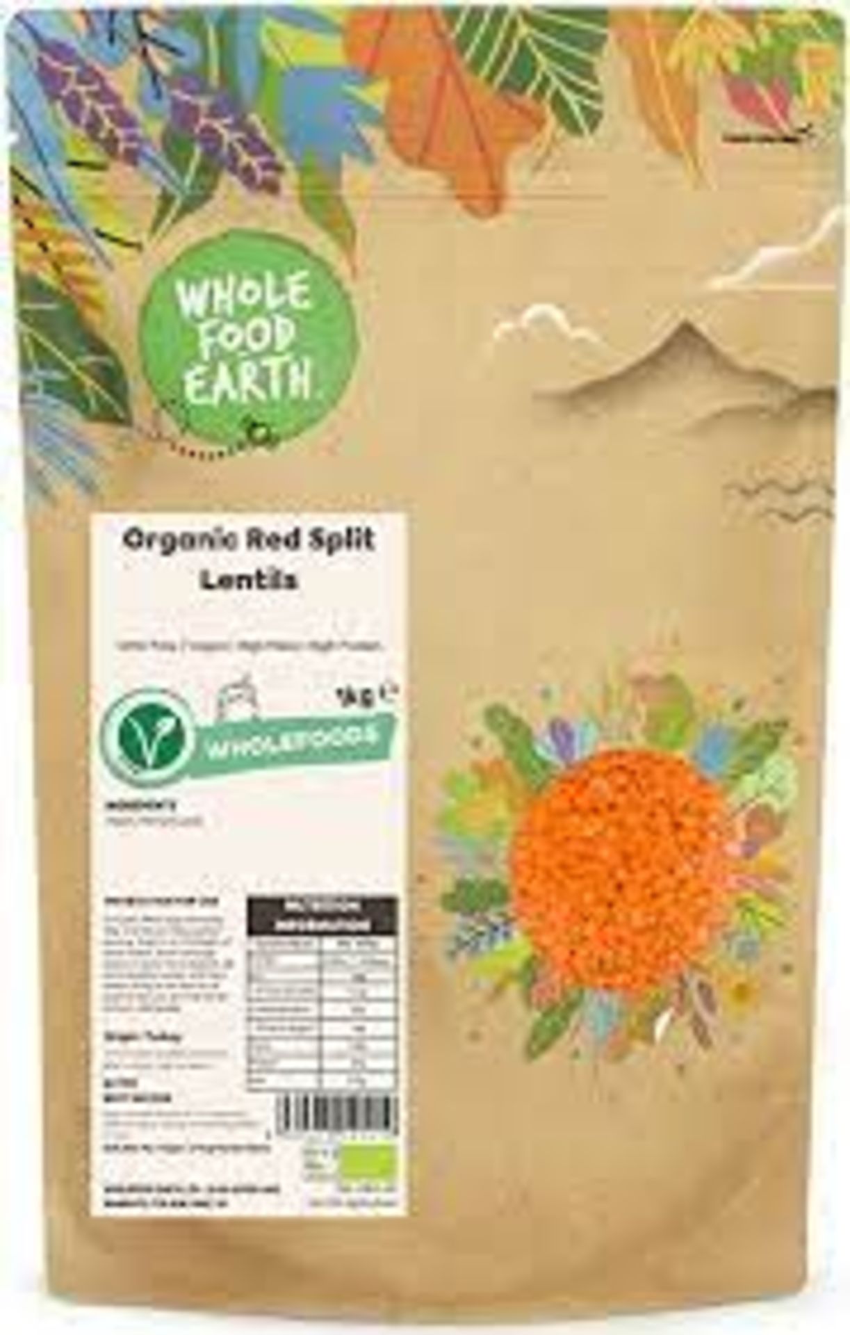 RRP £2219 (Approx Count 185) Spw40Z1019O Wholefood Earth Organic Red Split Lentils 1Kg Gmo Free |