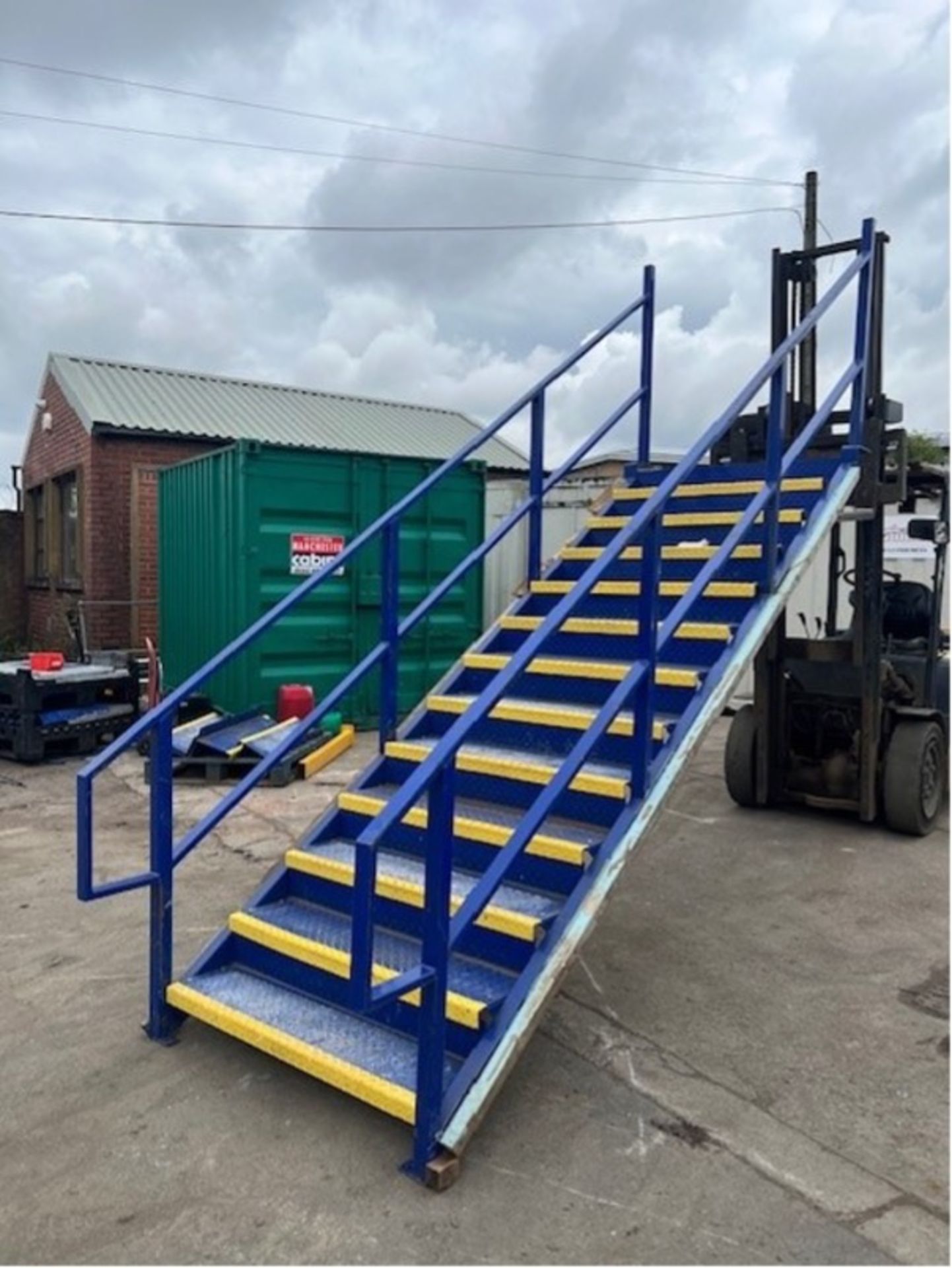 RRP £3600 Lot To Contain Blue Mezzanine Floor Steel Staircase 2.13M Finishing Height - Measuremnts - Image 2 of 2