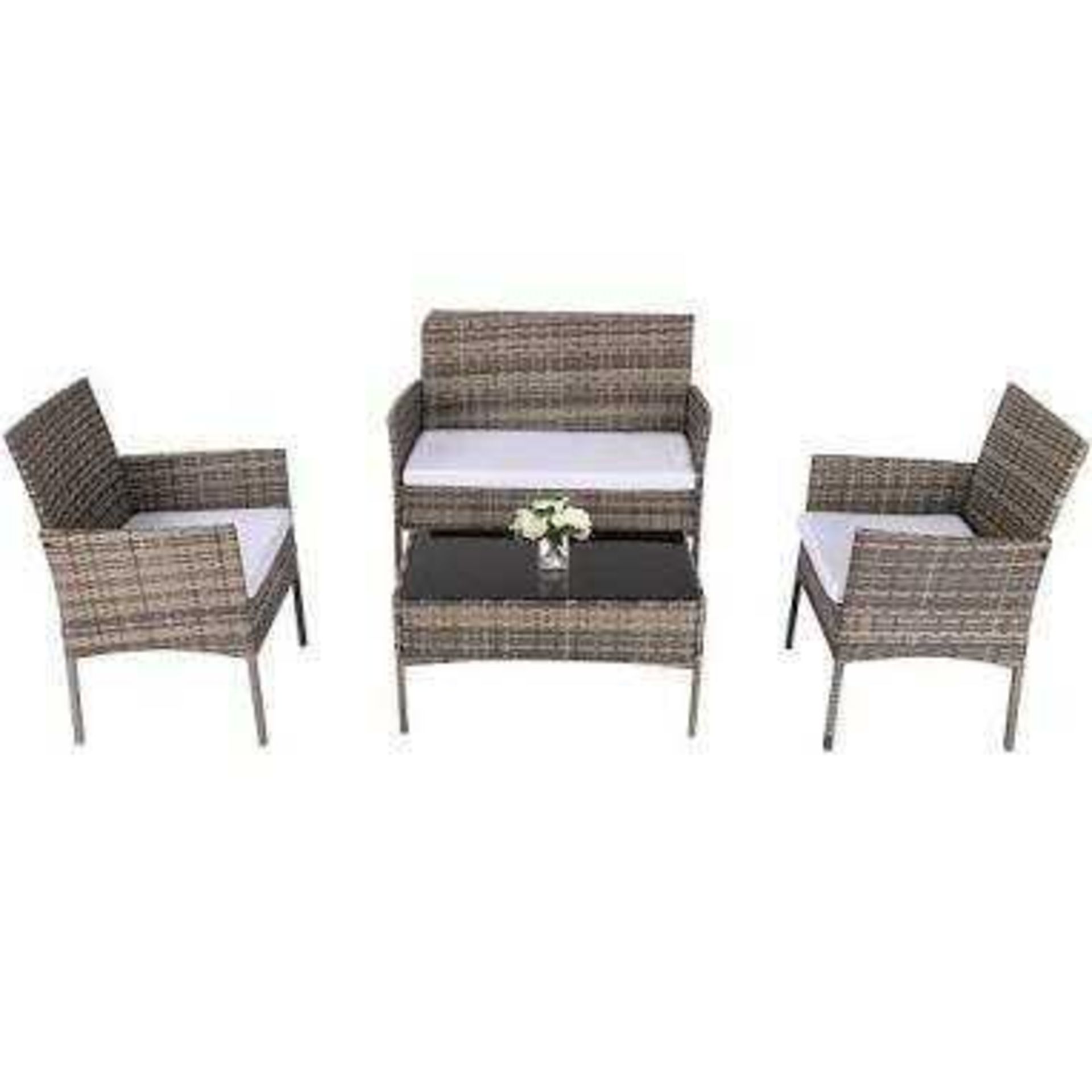 RRP £430 Boxed Gatland Light Grey 4 Seater Rattan Set