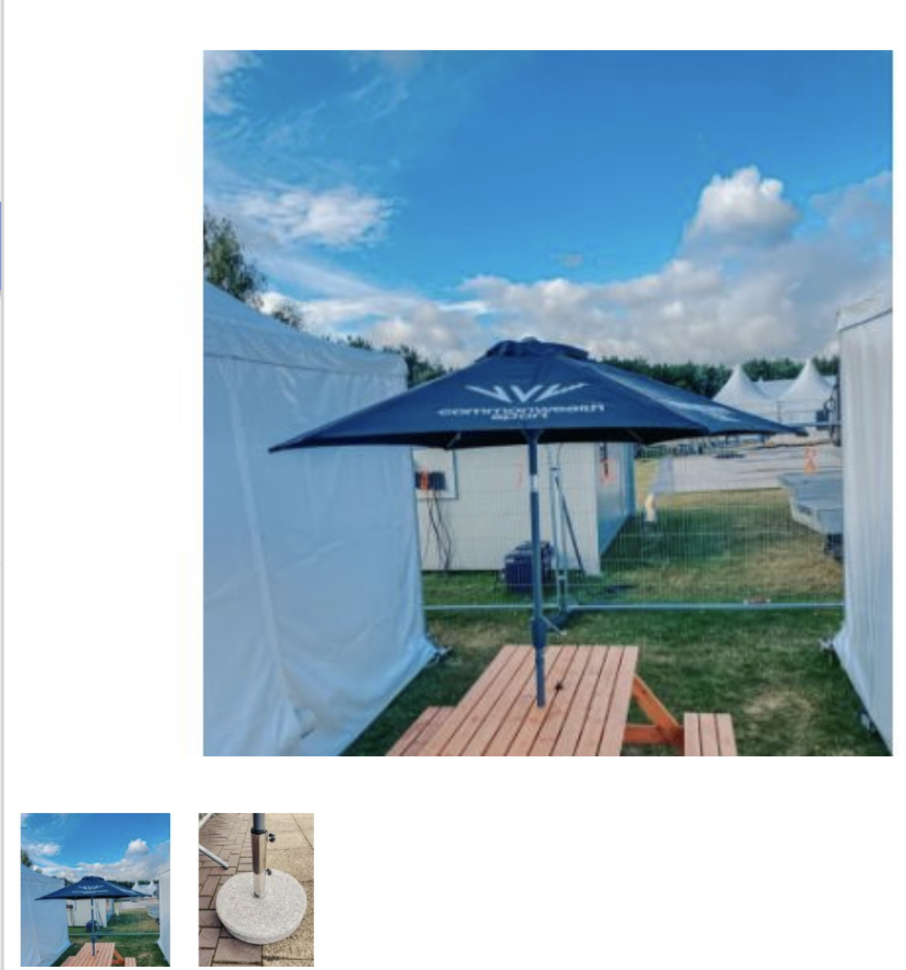 RRP £2500 Lot To Contain 10 Outdoor Parasol And 10 Marble Base (Condition Reports Available On