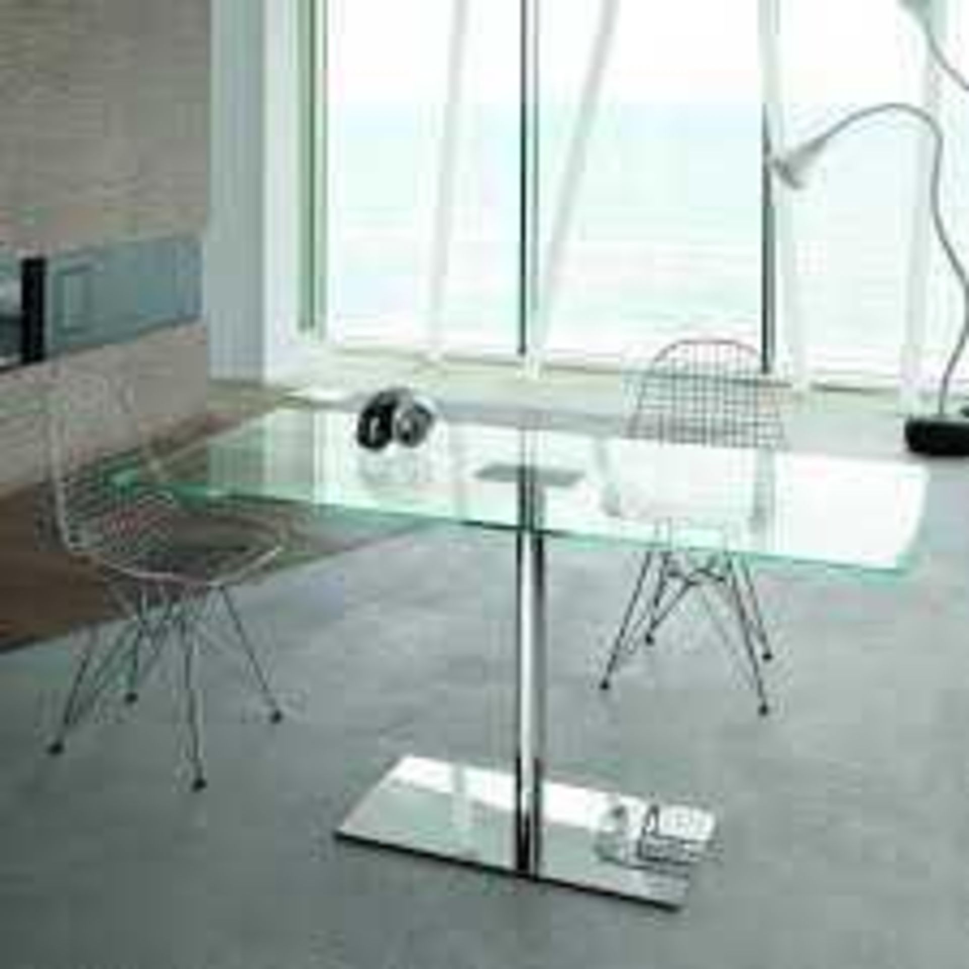 RRP £230 Boxed Winston Glass Top 120X70Cm Silver Dining Table