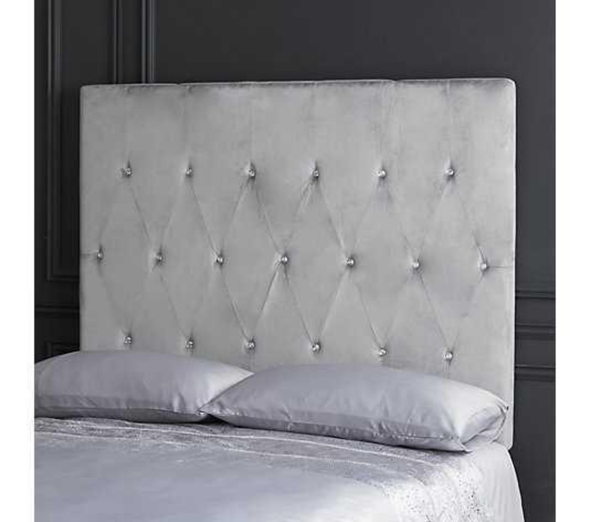 RRP £190 Boxed Jm By Julien Macdonald Folding Velvet Headboard With Crystal Detail (P)(Condition - Image 2 of 3